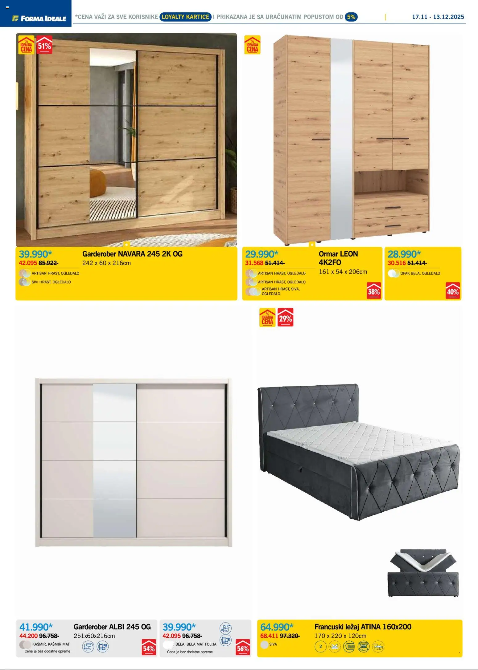 Forma Ideale katalog - važi od 17.11.2025 | Strana: 7 | Proizvode: Ormar, Ogledalo, Francuski ležaj