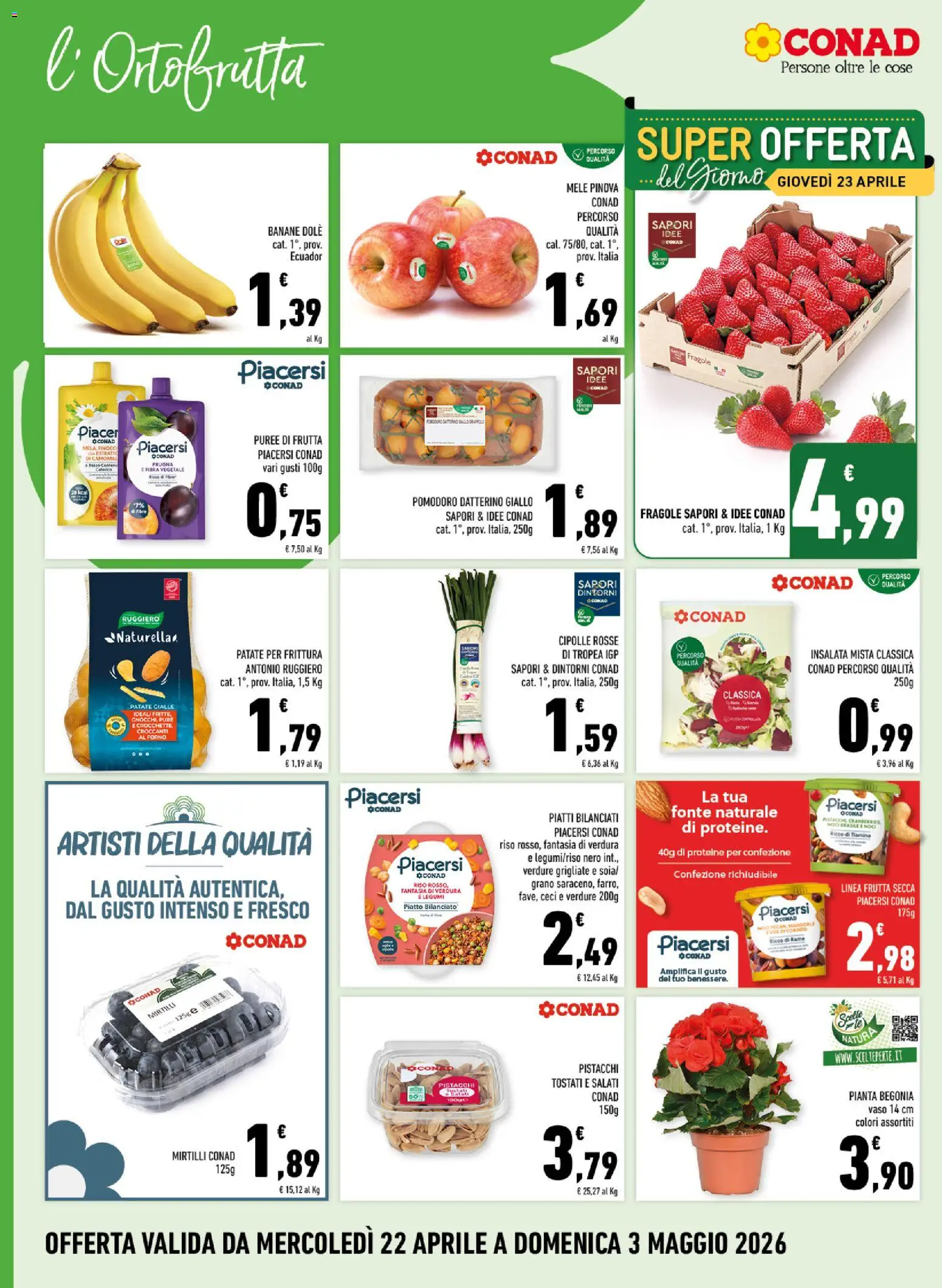 Volantino Conad del 22.04.2026 | Pagina: 2 | Prodotti: Riso, Fragole, Mirtilli, Piatto