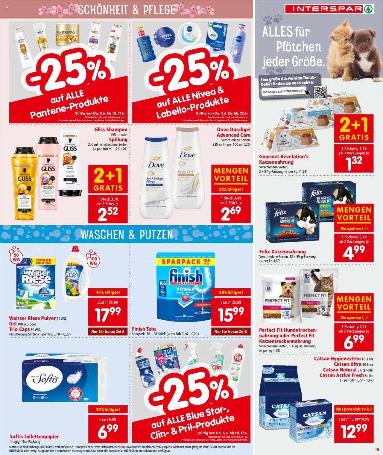 Interspar Flugblatt - Kärnten gültig ab 05.06.2025 | Seite: 15 | Produkte: Shampoo, Spülung, Duschgel