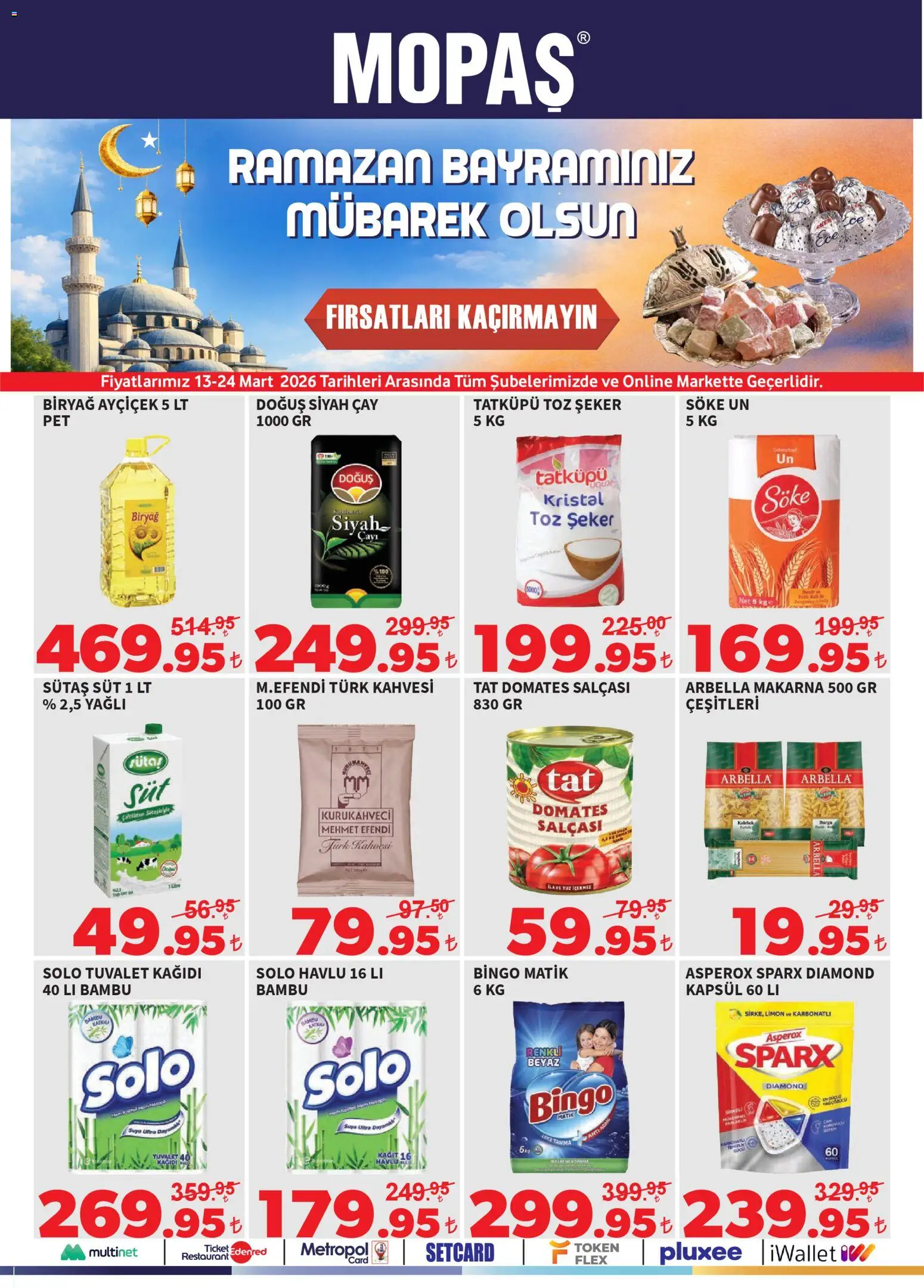 Mopaş Katalog - 13.03.2026 tarihinden itibaren geçerlidir | Sayfa: 1 | Ürünler: Domates, Çay, Şeker, Makarna