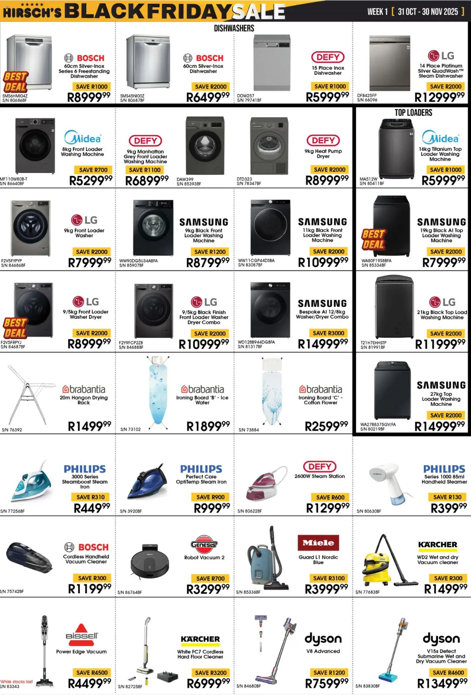 New Hirsch's catalogue – valid from 31.10.2025 | Page: 3 | Products: Washing machine, Dryer, Dishwasher, Vacuum cleaner
