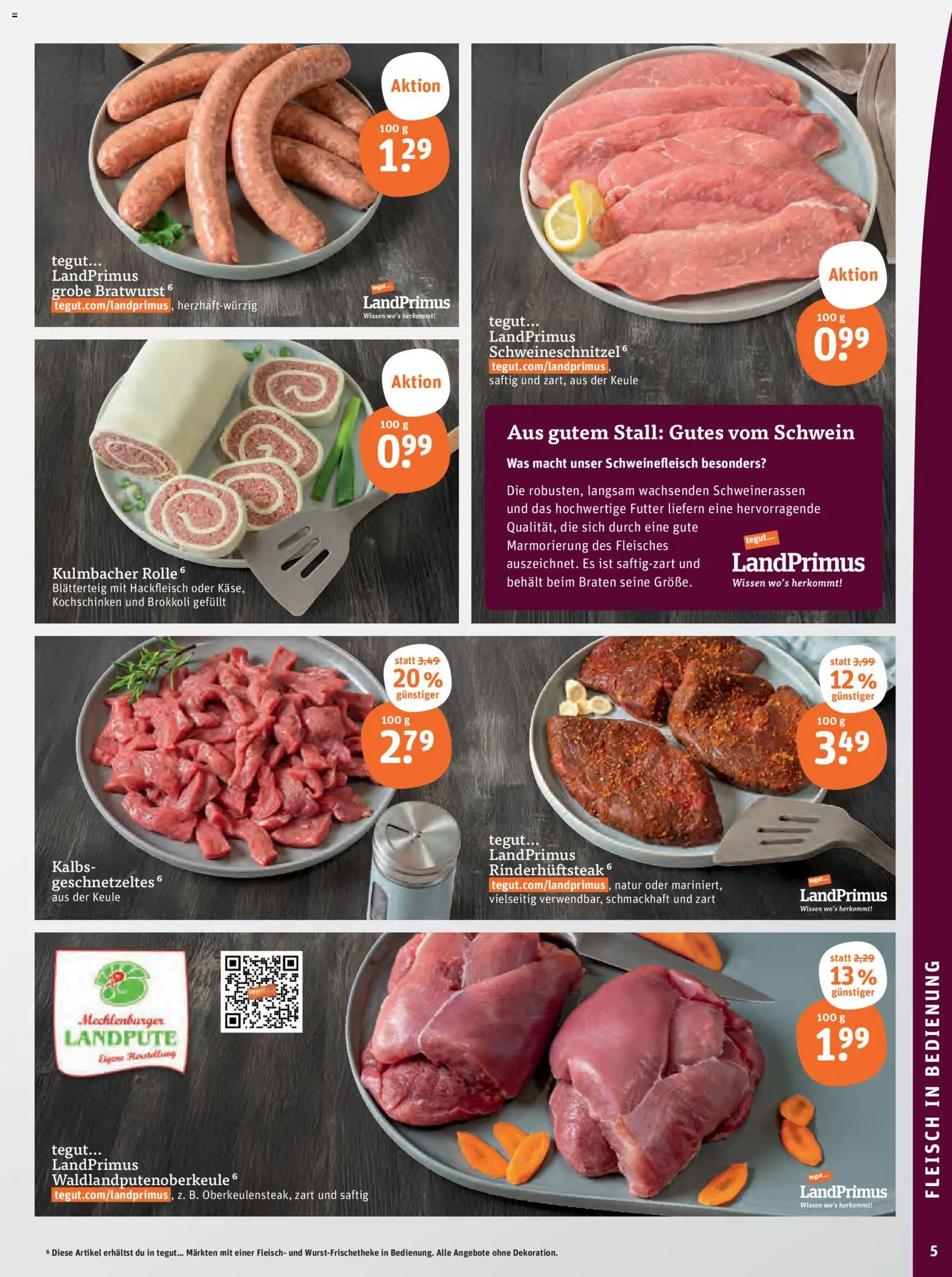 Tegut Prospekt 	 – gültig ab 03.11.2025 | Seite: 7 | Produkte: Bratwurst, Brokkoli, Schweinefleisch, Hackfleisch