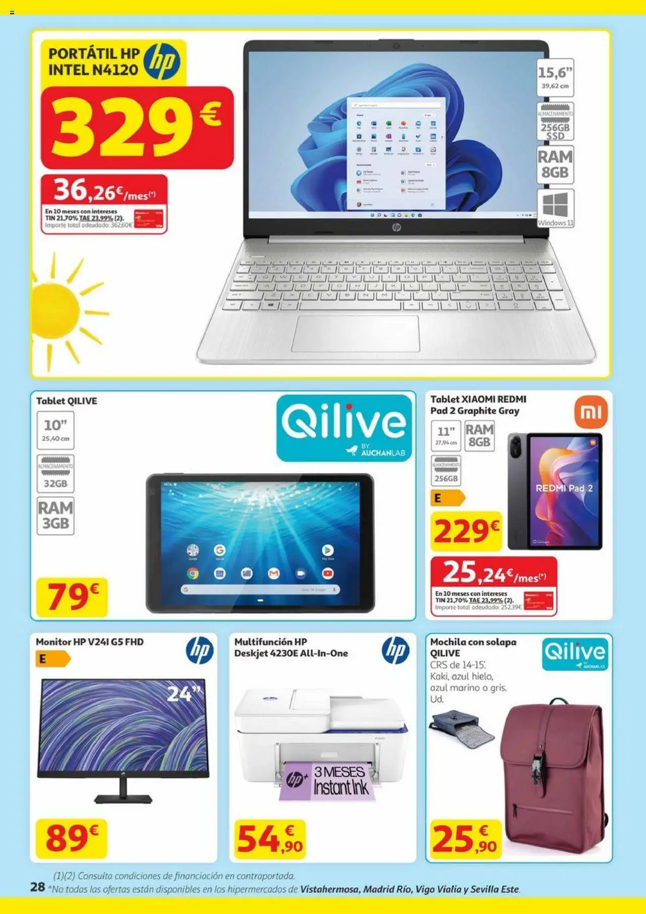 Alcampo - Canarias │ válido desde el 14.08.2025 | Página: 28 | Productos: Portátil HP, Mochila, Tablet, Monitor