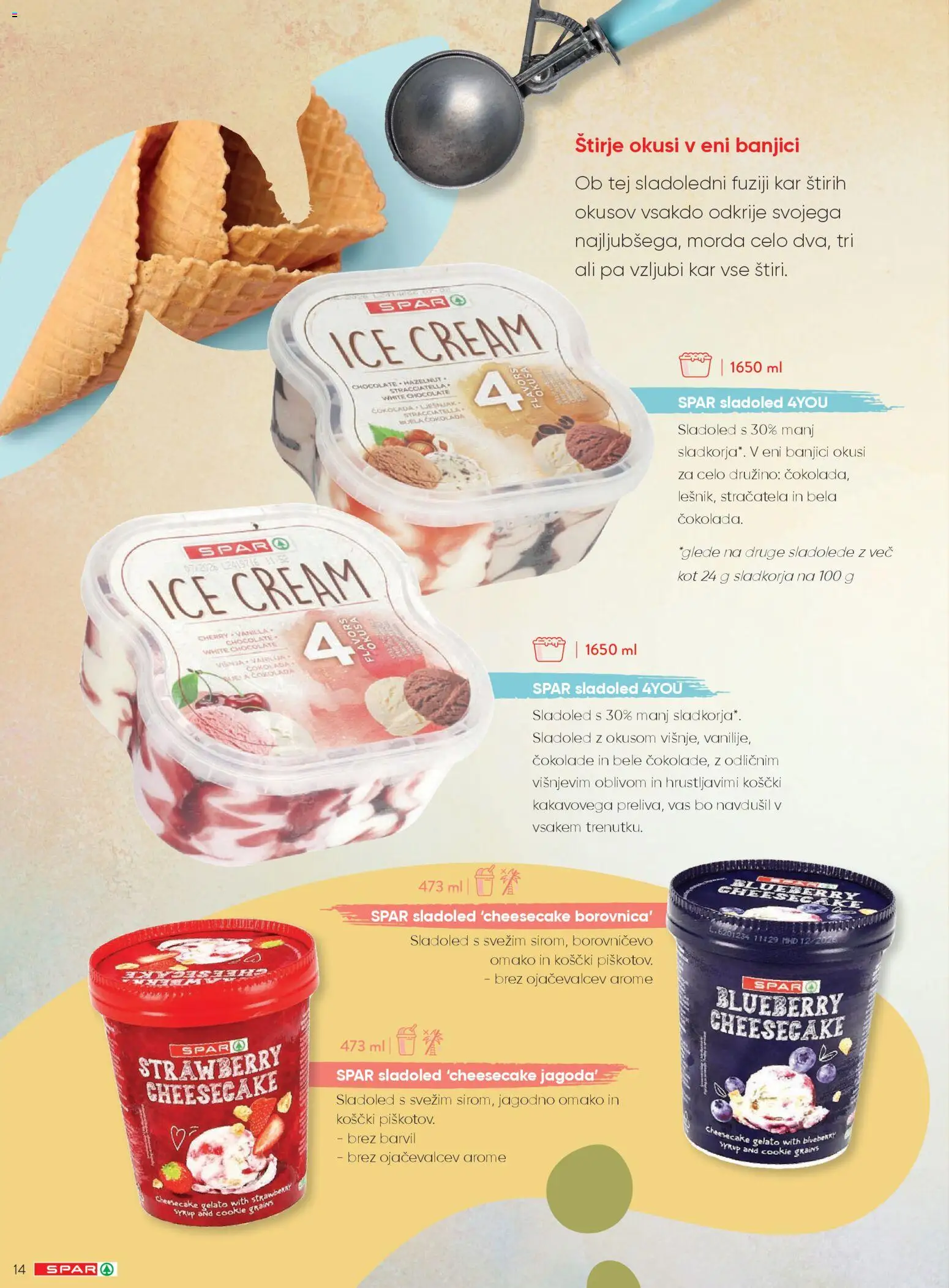 Novi Spar katalog ponudbe – veljaven od 20.04.2026 | Stran: 14 | Izdelki: Cokolada, Sladoled