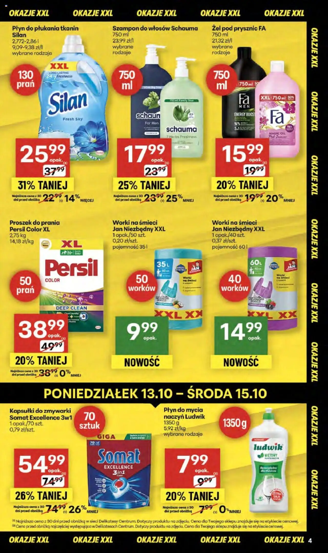 Delikatesy Centrum Gazetka od 09.10.2025 | Strona: 4 | Produkty: Delikatesy, Prysznic, Żel pod prysznic, Kapsułki do zmywarki