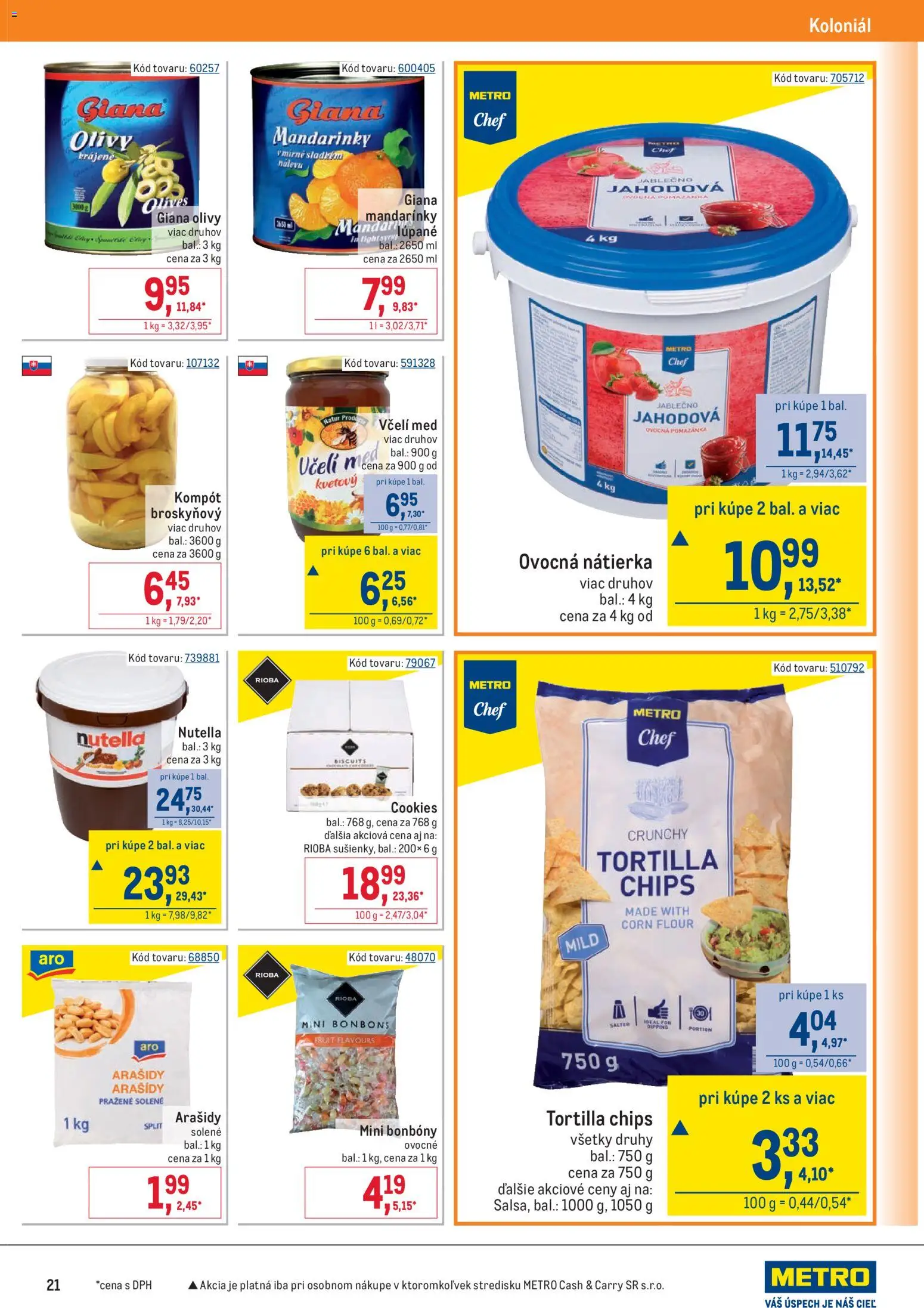 Nové Metro akcie – leták je platný od 25.03.2026 | Strana: 21 | Produkty: Tortilla, Mandarinky, Med, Nutella