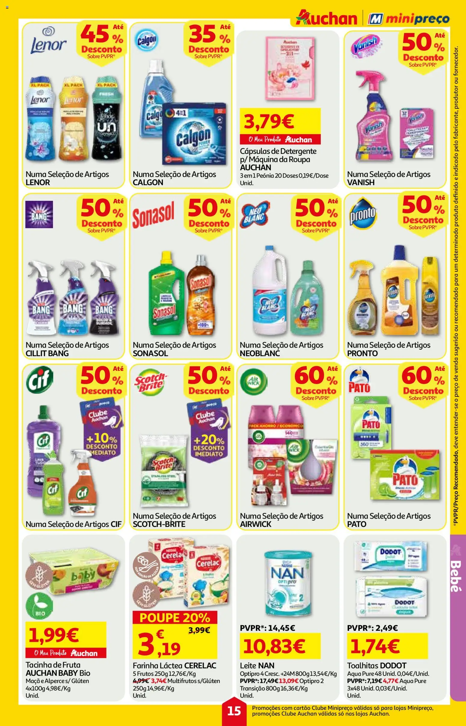 Minipreço folheto │ válido de 27.11.2025 | Página: 15 | Produtos: Farinha láctea, Detergente, Leite, Maça