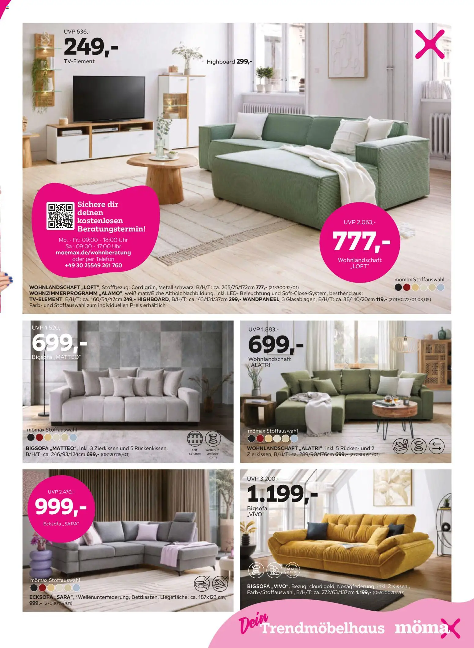 Mömax Prospekt 	 – gültig ab 16.03.2026 | Seite: 3 | Produkte: Wohnlandschaft, Ecksofa, HIghboard, Telefon