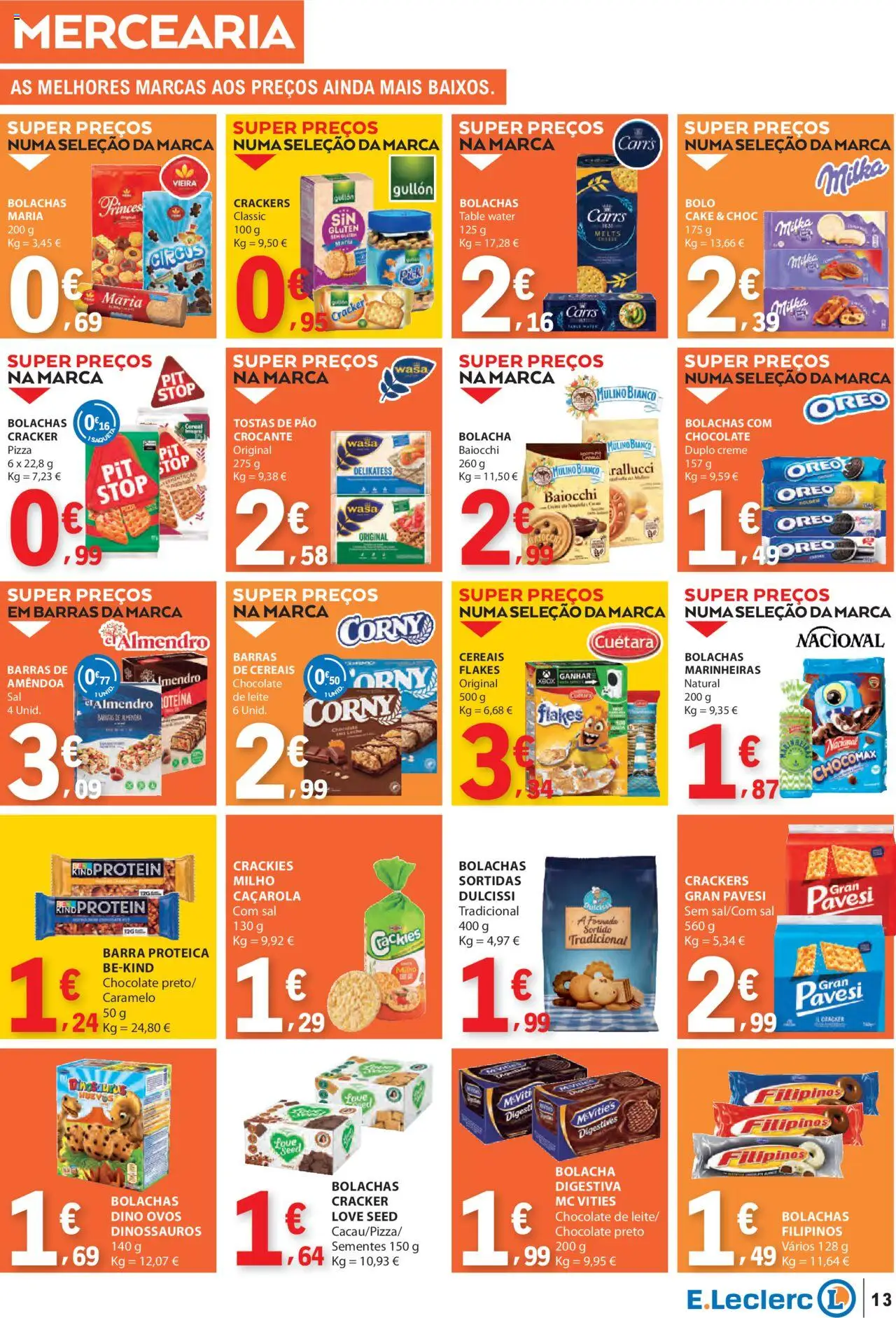 E.Leclerc folheto │ válido de 31.07.2025 | Página: 13 | Produtos: Tostas, Chocolate, Cereais, Milho