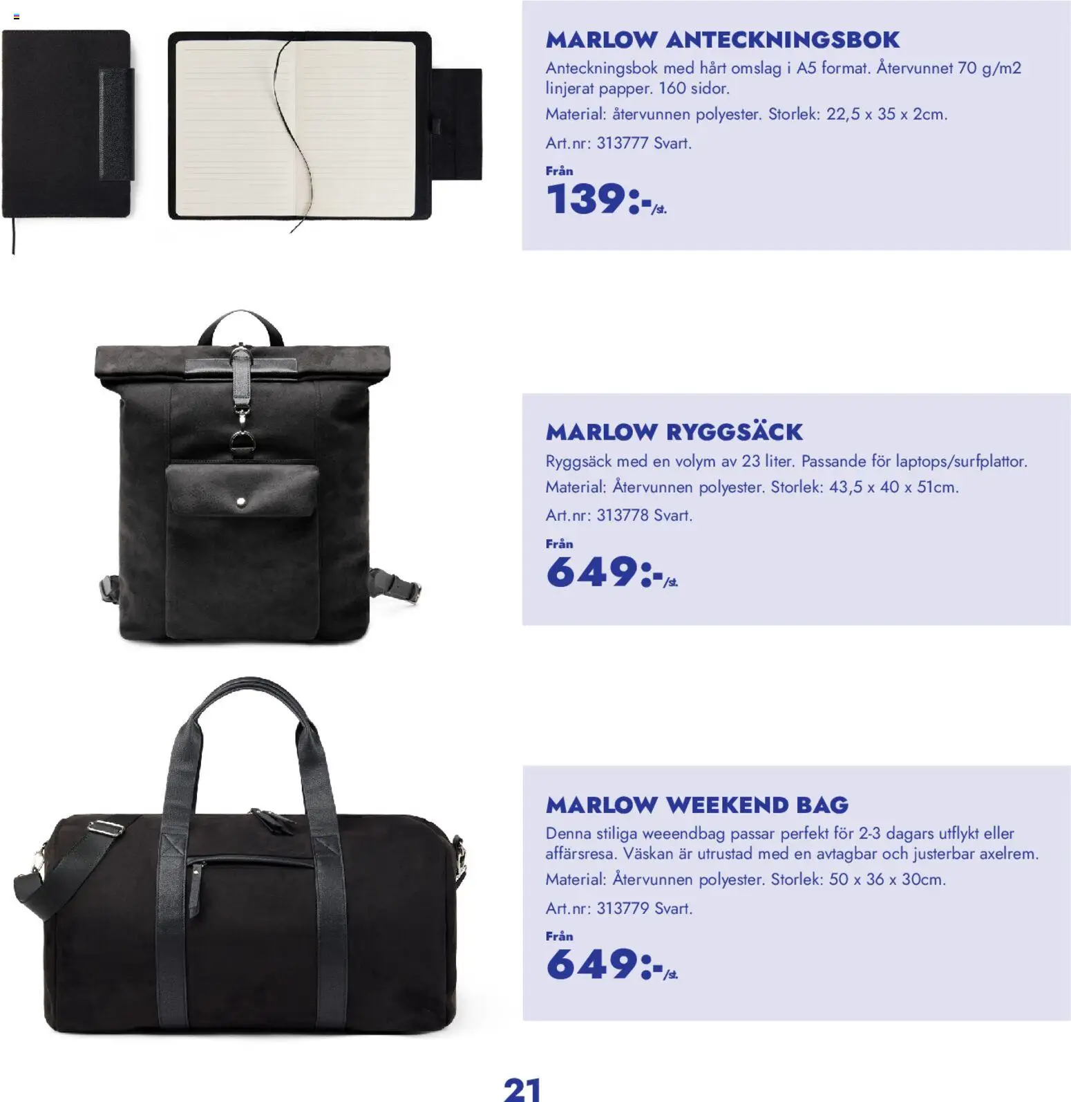 Lyreco reklamblad aktuell från 15.12.2025 | Sida: 21 | Produkter: Ryggsäck, Anteckningsbok