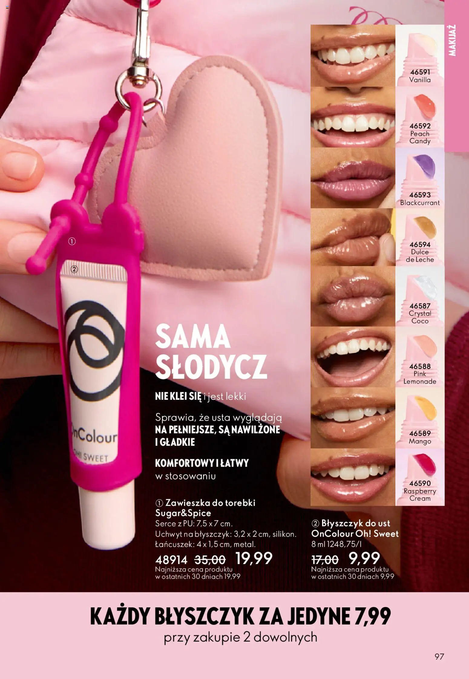 Oriflame Katalog 7 2026 od 06.05.2026 | Strona: 97 | Produkty: Mango, Makijaż, Błyszczyk, Torebki