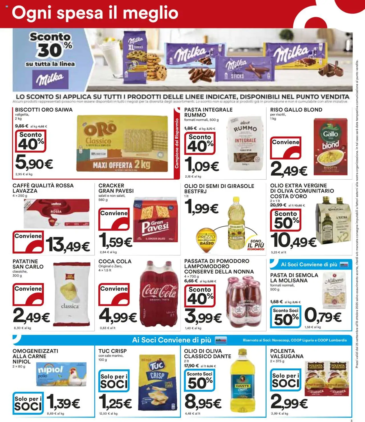 Volantino Ipercoop del 25.09.2025 | Pagina: 3 | Prodotti: Caffè, Patatine, Biscotti, Olio extra vergine