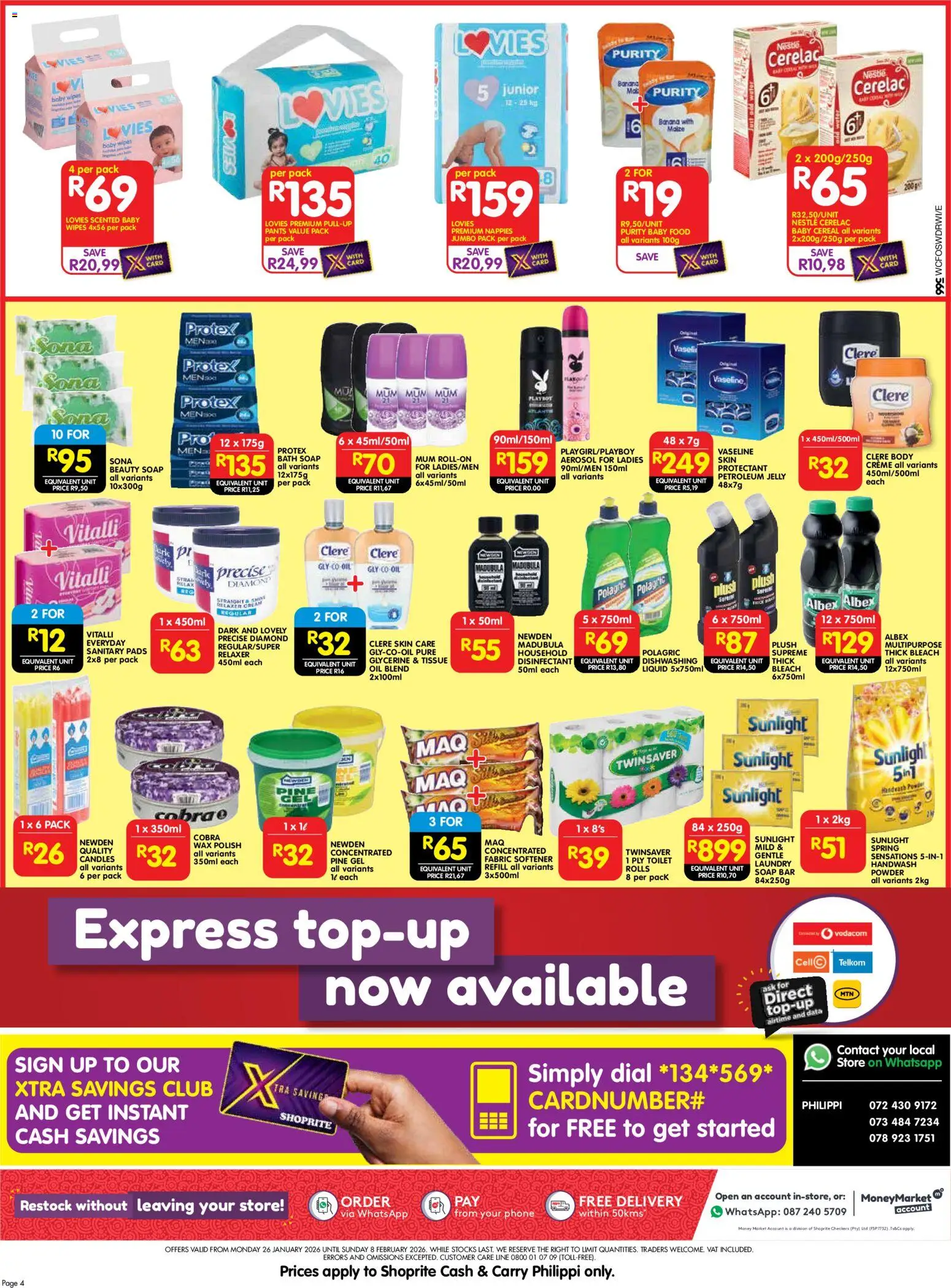 New Shoprite catalogue – valid from 26.01.2026 | Page: 4 | Products: Handwash, Toilet, Soap, Relaxer