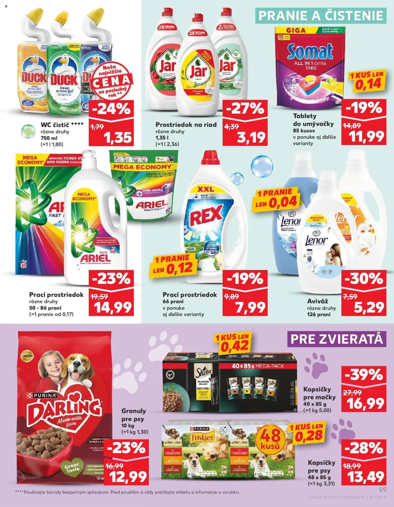 Nové Kaufland akcie – leták je platný od 05.03.2026 | Strana: 59 | Produkty: Friskies, Aviváž, Ariel, Lenor