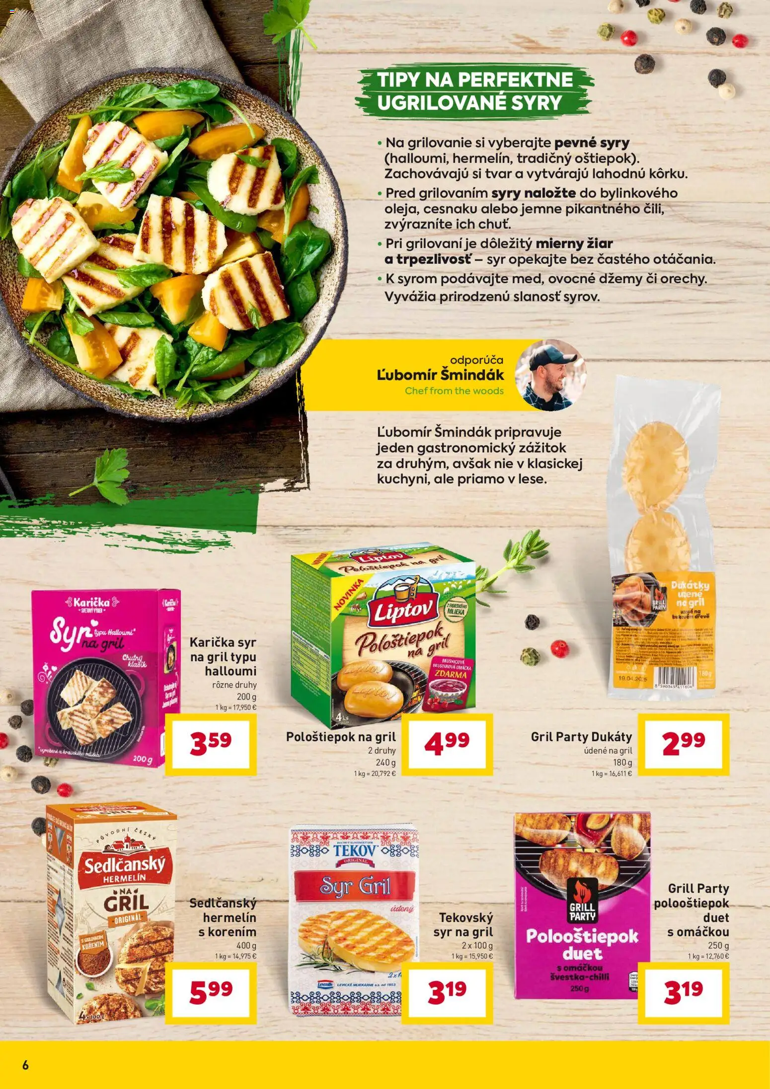 Nové Billa akcie – leták je platný od 07.04.2026 | Strana: 6 | Produkty: Gril, Syr