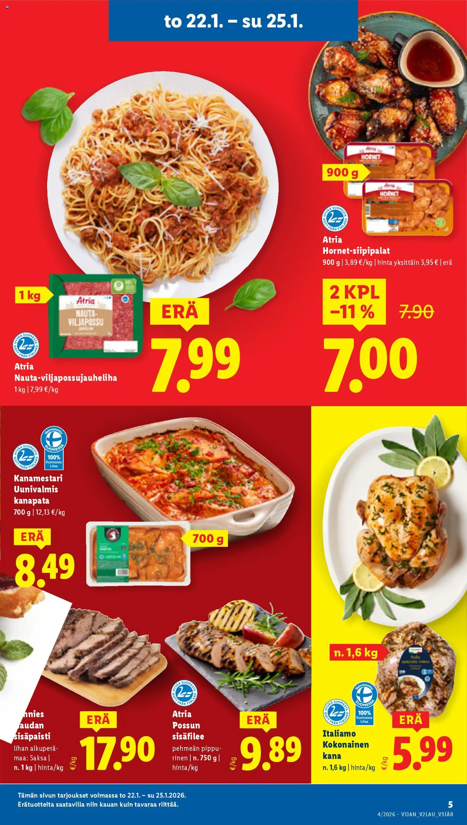 Lidl tarjoukset - Tampere – voimassa 22.01.2026 alkaen | Sivu: 5 | Tuotteet: Kokonainen, Kana