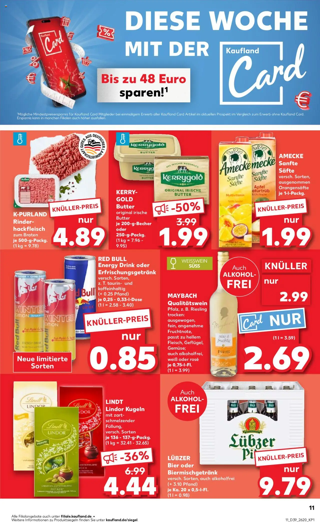 Kaufland prospekt Zeitz	 – gültig ab 25.09.2025 | Seite: 11 | Produkte: Butter, Bier, Weißwein, Hackfleisch