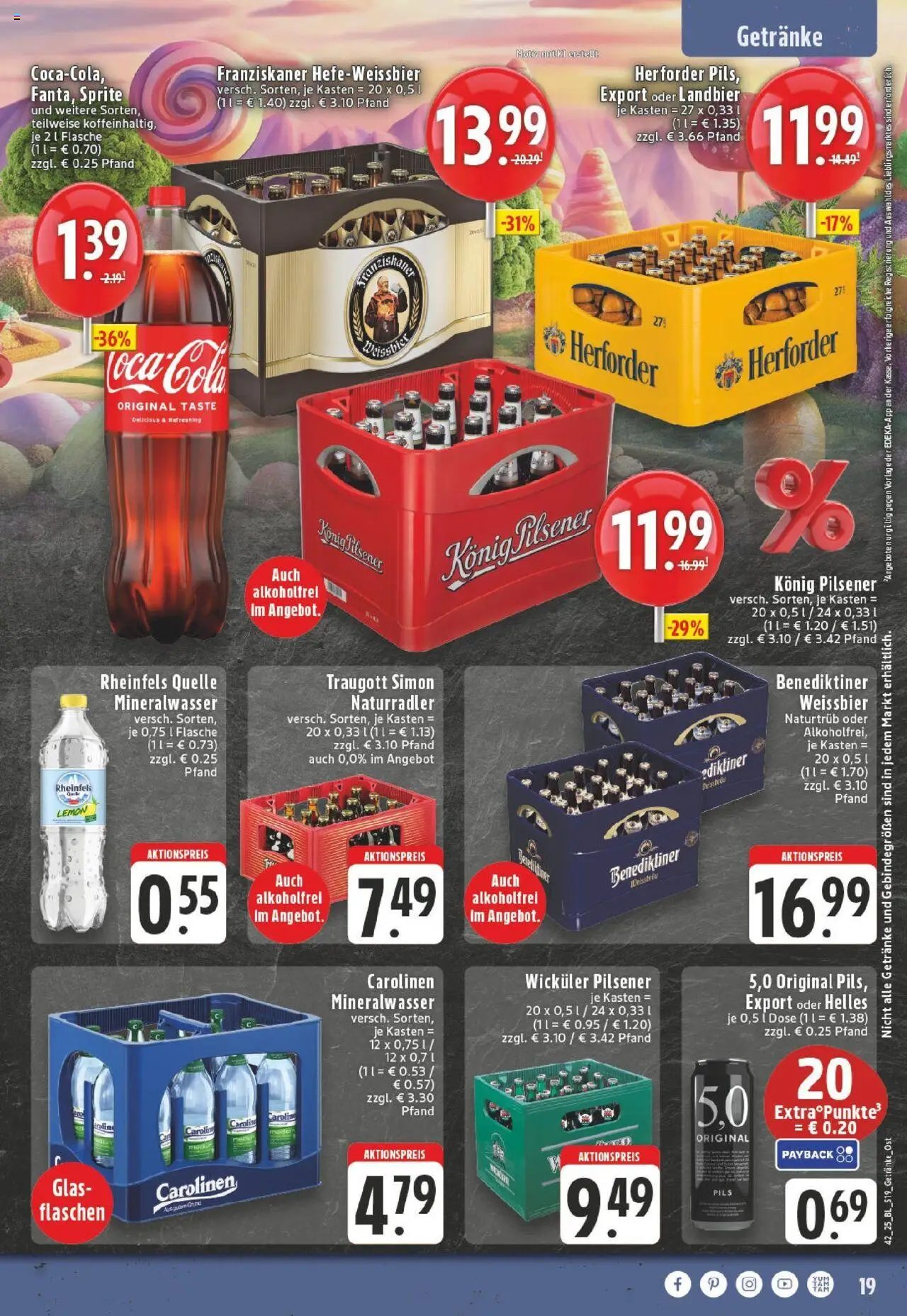 Edeka prospekt Lienen	 – gültig ab 13.10.2025 | Seite: 19 | Produkte: Sprite, Mineralwasser, Radler, Rheinfels quelle