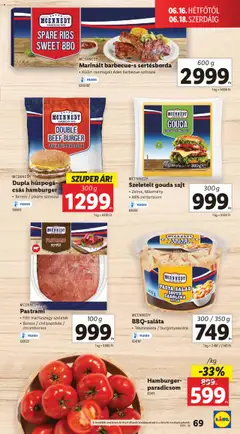 Lidl akciós ujság - amely érvényes a következő dátumtól: 12.06.2025 | Oldal: 69 | Termékek: Hamburger, Sajt, Paradicsom, Pastrami
