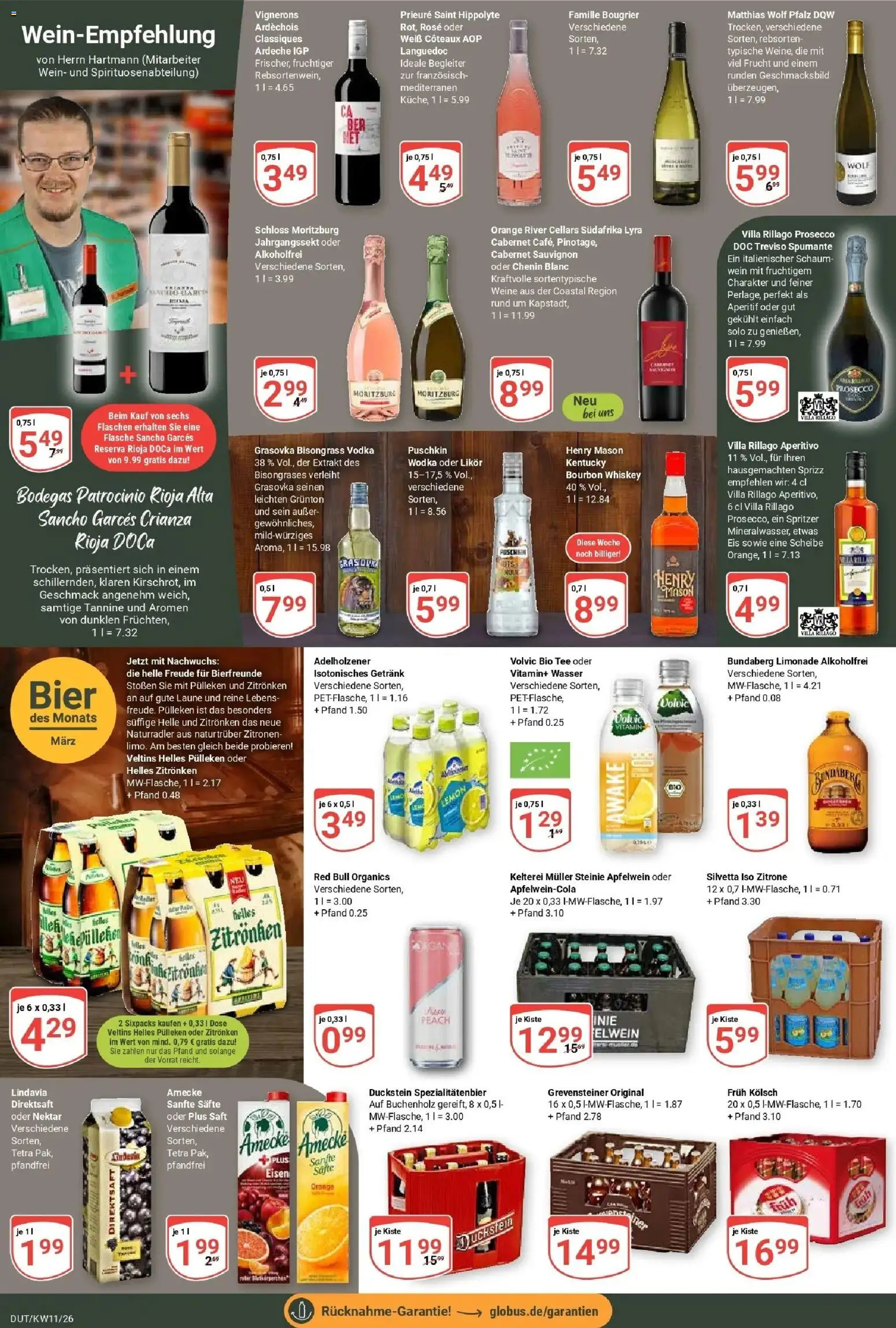 Globus prospekt Wetzlar-Dutenhofen	 – gültig ab 09.03.2026 | Seite: 16 | Produkte: Likör, Wasser, Zitrone, Veltins