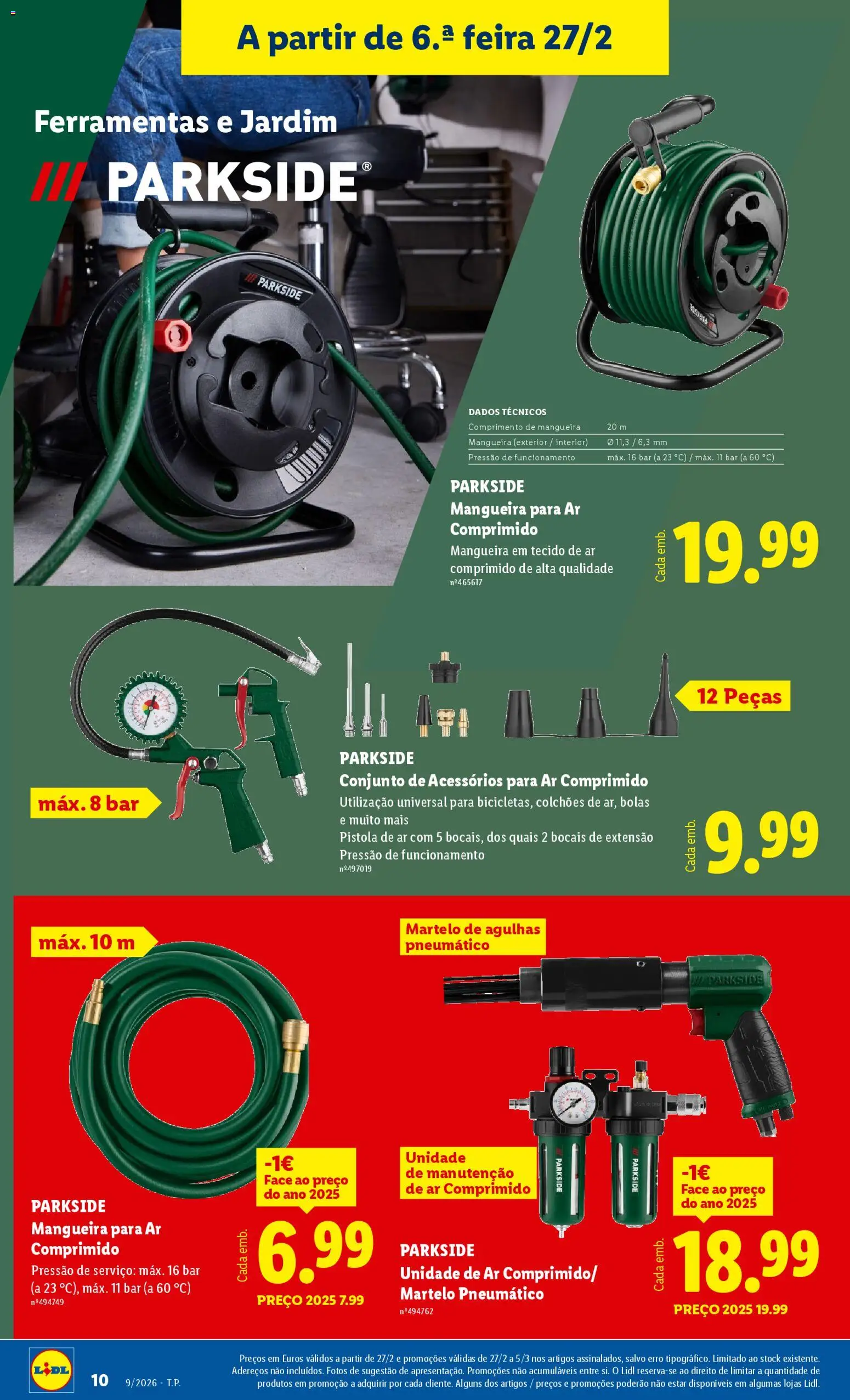 Lidl Novidades │ válido de 23.02.2026 | Página: 10 | Produtos: Colchões, Ferramentas, Mangueira, Martelo