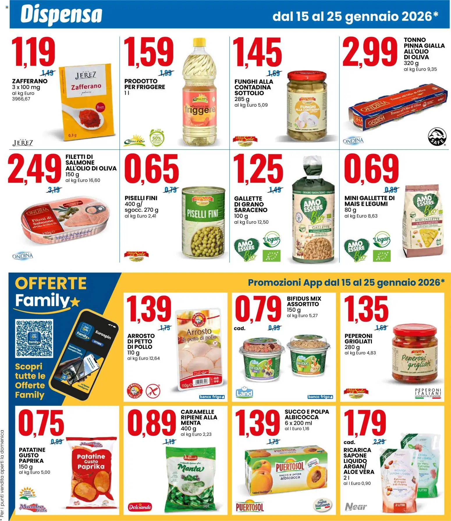 Volantino Eurospin del 15.01.2026 | Pagina: 5 | Prodotti: Caramelle, Patatine, Piselli, Mais