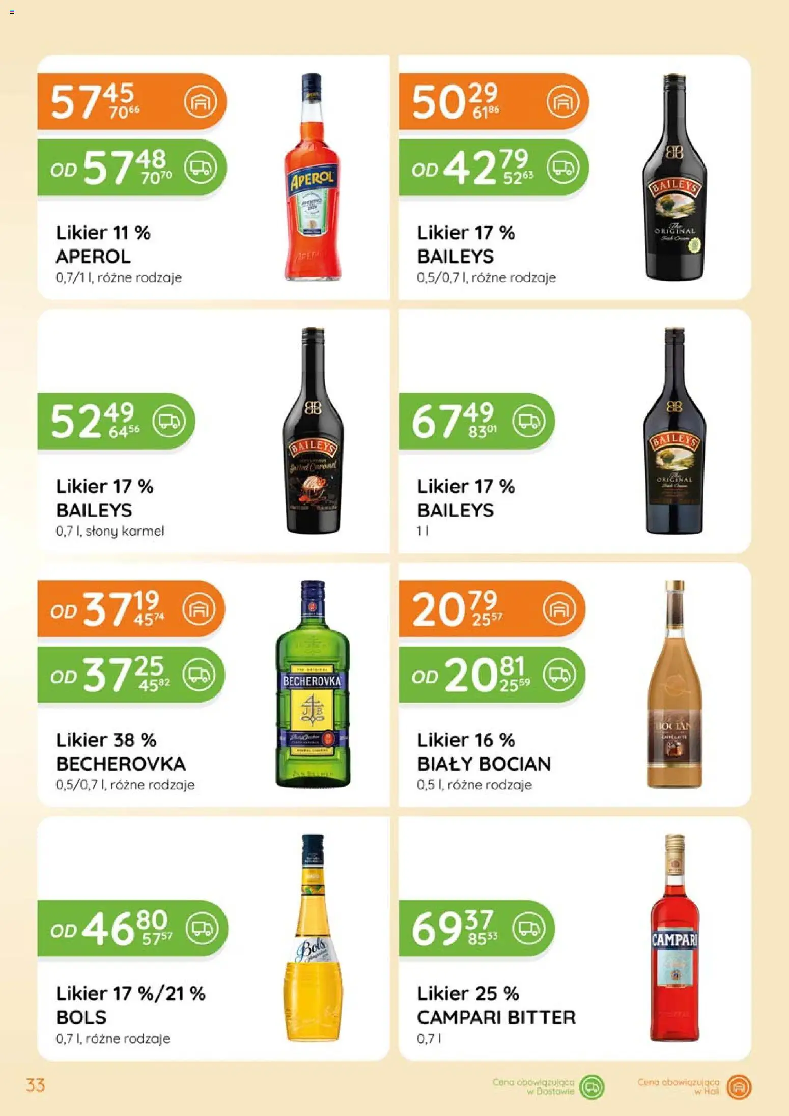 Eurocash Gazetka - Katalog Alkoholowy od 01.02.2026 | Strona: 33 | Produkty: Baileys, Campari, Becherovka, Aperol