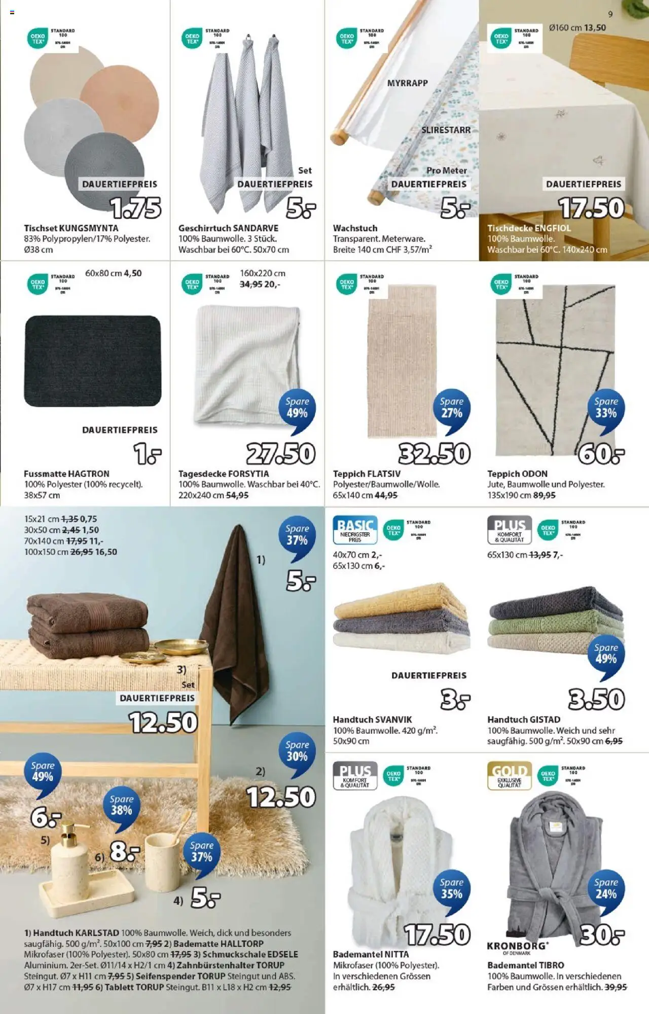 JYSK Aktionen – gültig ab 23.09.2025 | Seite: 9 | Produkte: Tagesdecke, Seifenspender, Bademantel, Fußmatte