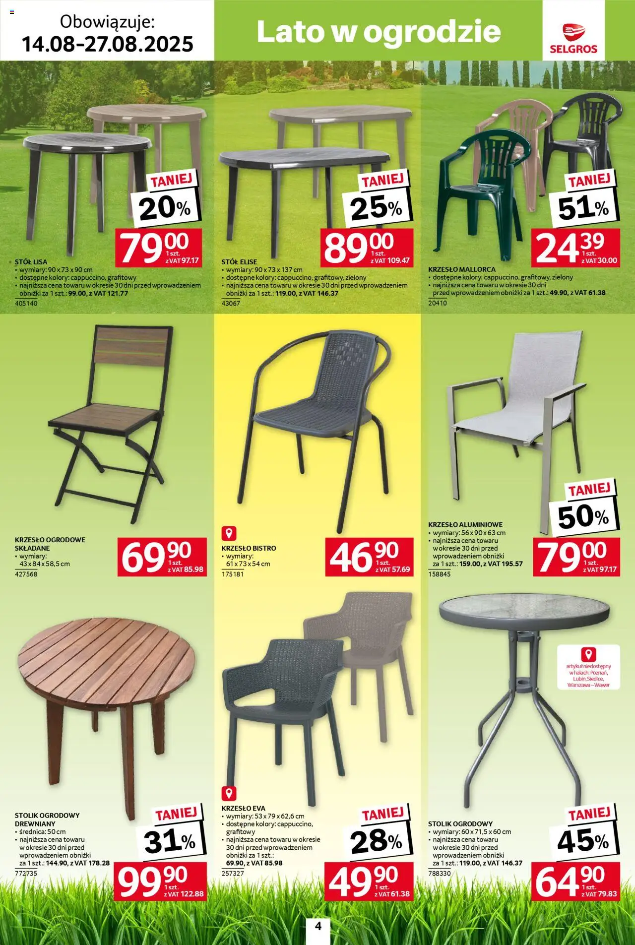 Selgros cash&carry - Katalog Hot Summer od 14.08.2025 | Strona: 4 | Produkty: Stół, Krzesło, Krzesło ogrodowe