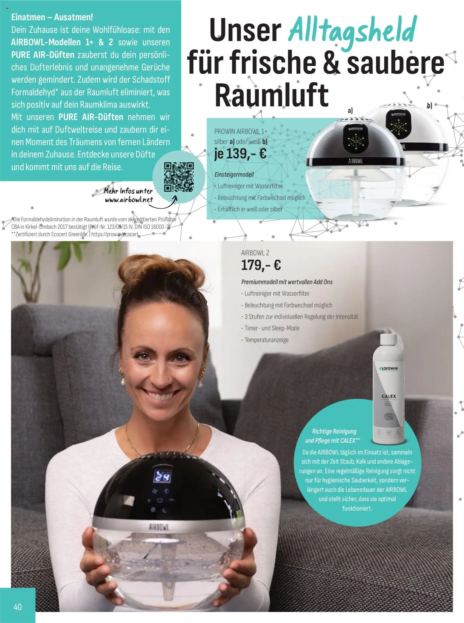 Katalog ProWin Januar/Juni 2026 – gültig ab 01.01.2026 | Seite: 40 | Produkte: Luftreiniger