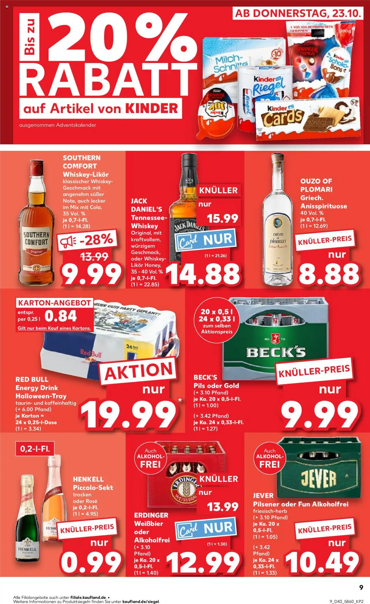Kaufland prospekt Stuttgart	 – gültig ab 23.10.2025 | Seite: 9 | Produkte: Ouzo, Erdinger, Milch, Energy
