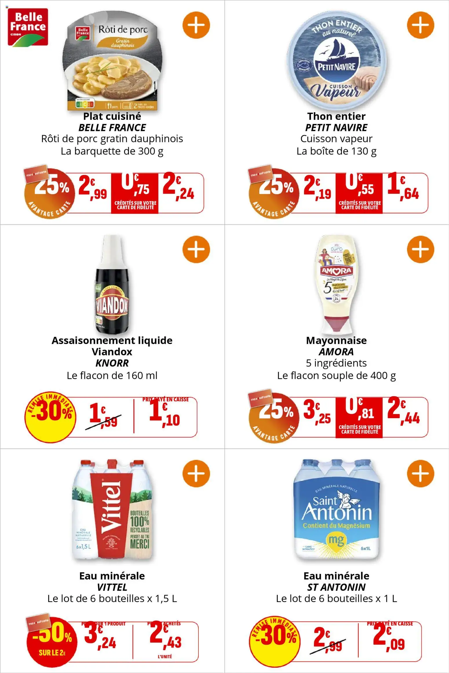 {H1} | Page: 25 | Produits: Eau minérale, Mayonnaise, Vittel, Porc
