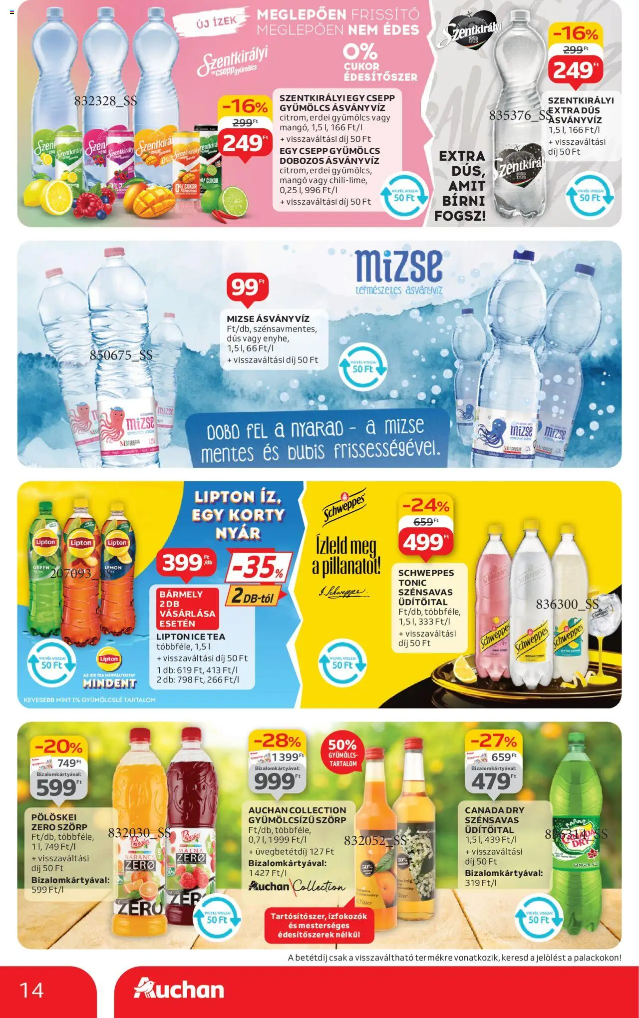 Auchan akciós ujság - amely érvényes a következő dátumtól: 19.06.2025 | Oldal: 14 | Termékek: Szörp, Málna, Gyümölcslé, Édesítőszer