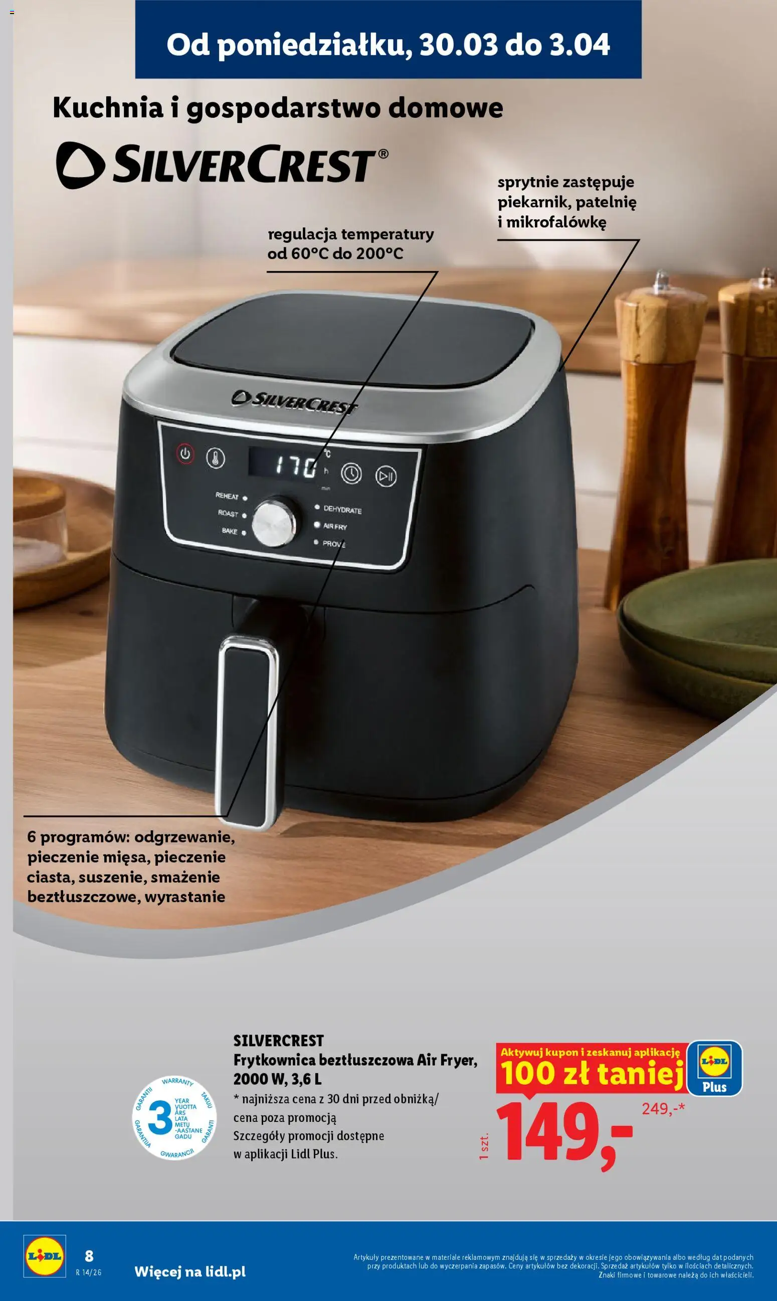 Lidl Katalog od 30.03.2026 | Strona: 10 | Produkty: Frytkownica, Patelnie, Frytkownica beztłuszczowa
