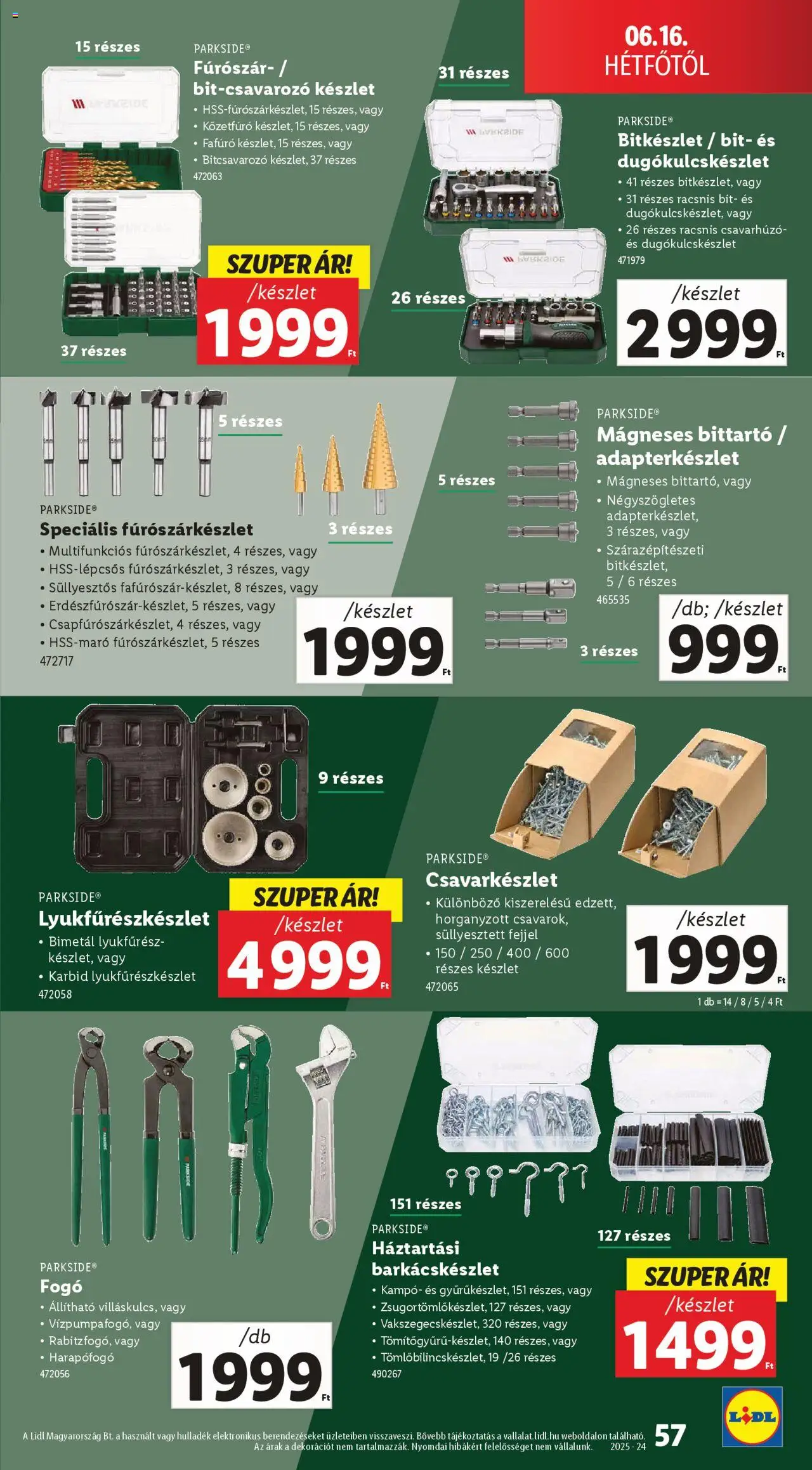 Lidl akciós ujság - amely érvényes a következő dátumtól: 12.06.2025 | Oldal: 57 | Termékek: Parkside, Adapter, Csavarhúzó