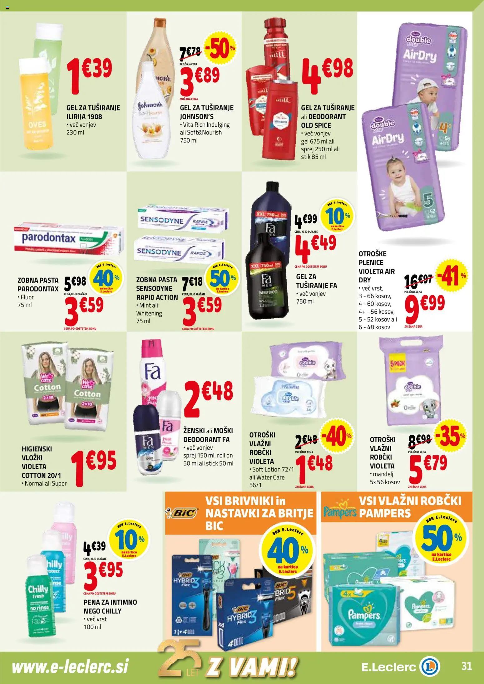 Novi E.leclerc katalog ponudbe – veljaven od 12.11.2025 | Stran: 31 | Izdelki: Vložki, Robčki, Deodorant, Zobna pasta