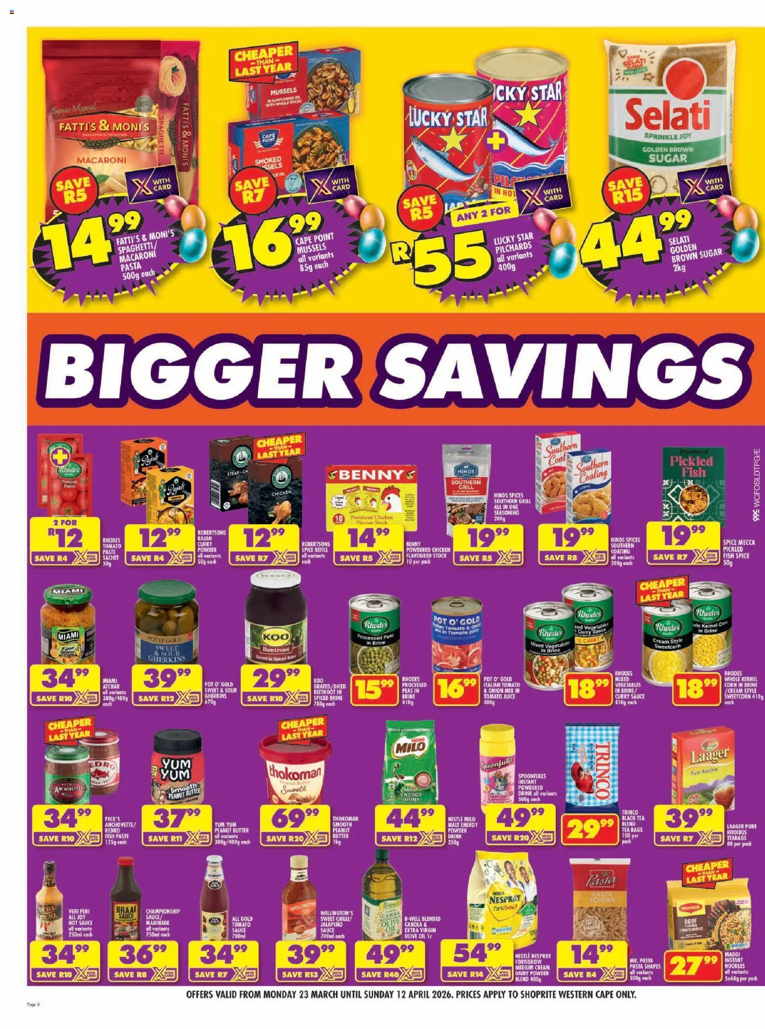 New Shoprite catalogue – valid from 23.03.2026 | Page: 6 | Products: Butter, Oil, Curry powder, Chilli
