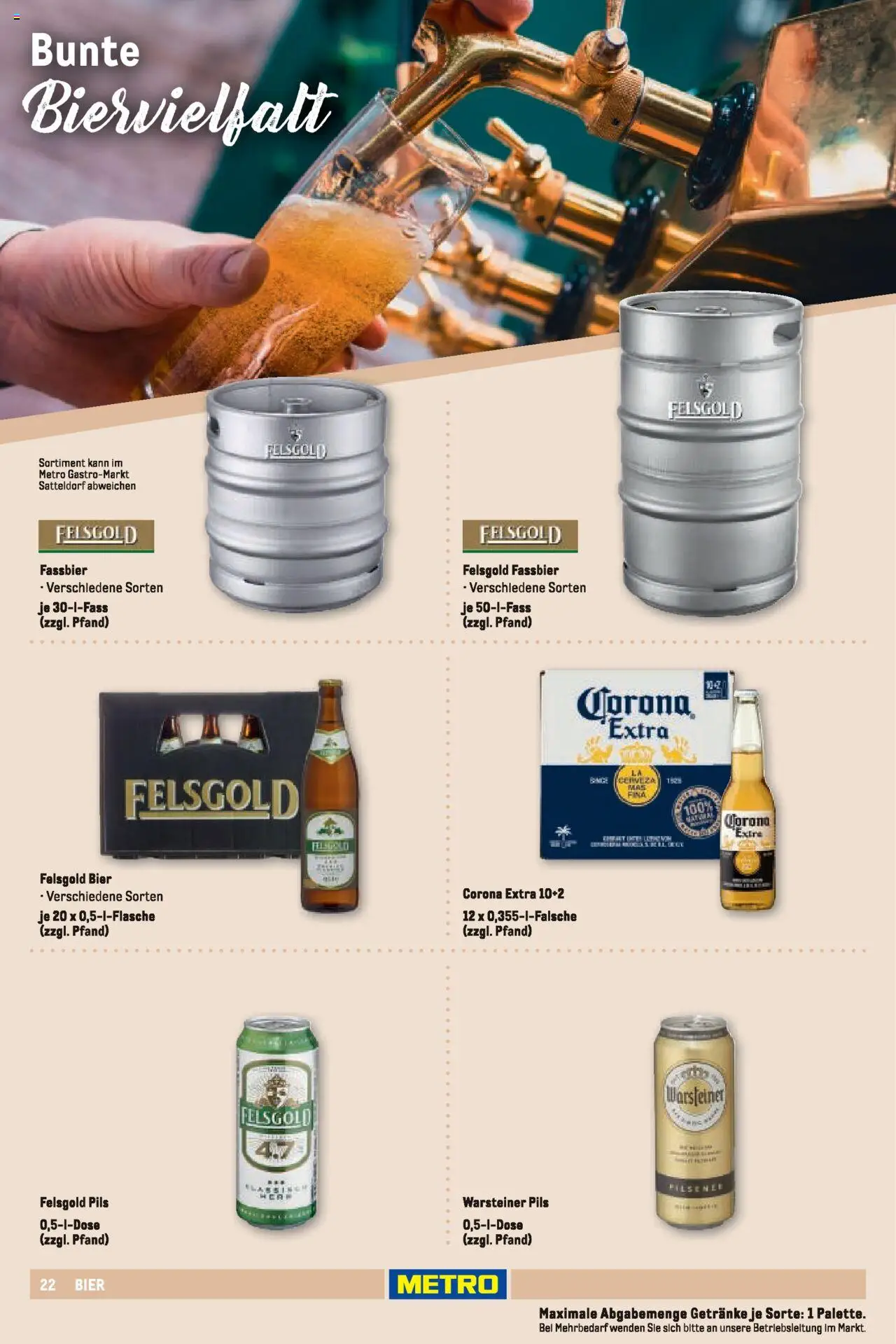 Metro Sortimentskatalog Vereine & Feste – gültig ab 01.06.2024 | Seite: 22 | Produkte: Bier, Pils