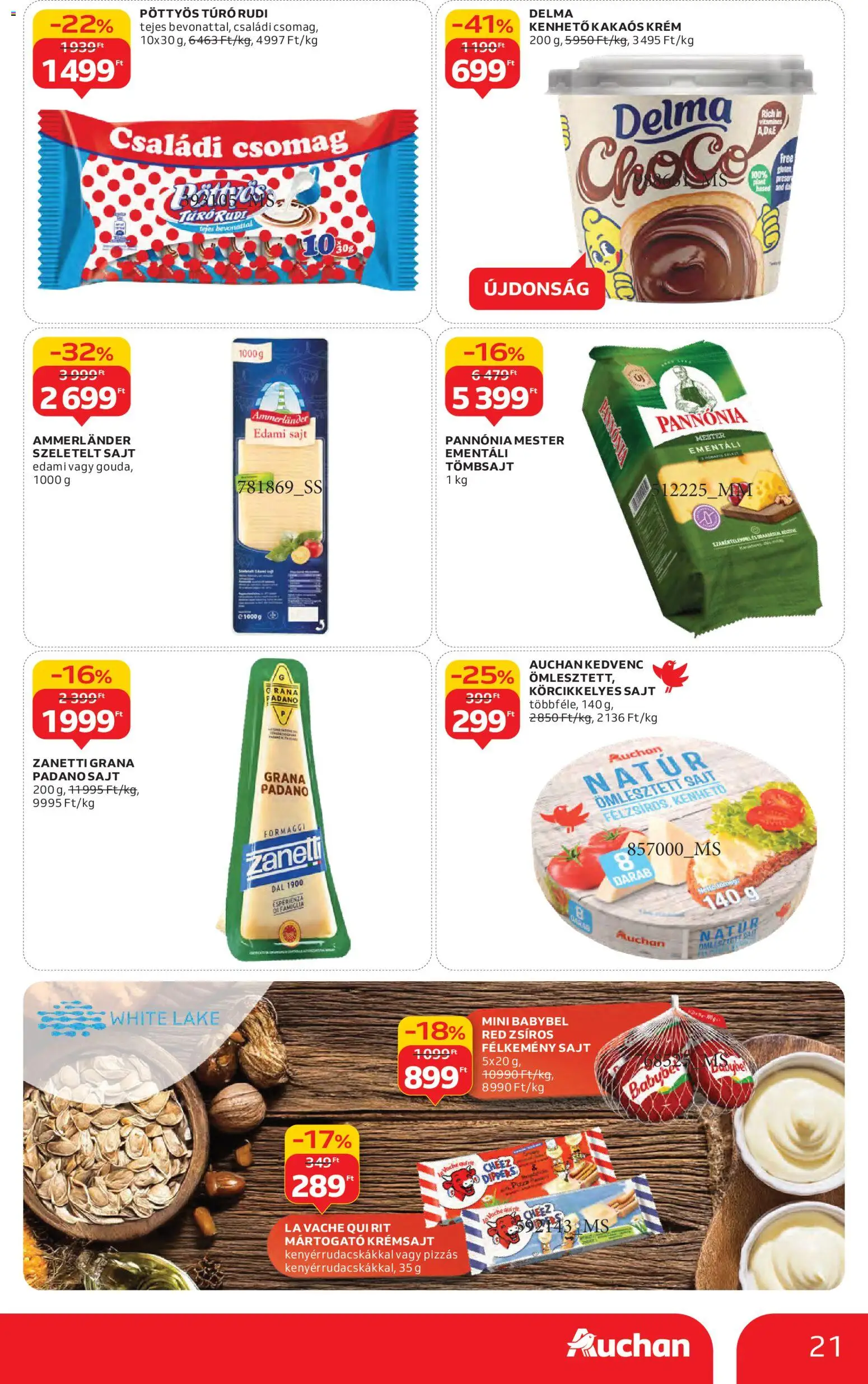 Auchan akciós ujság - amely érvényes a következő dátumtól: 13.11.2025 | Oldal: 21 | Termékek: Edami sajt, Sajt, Túró, Szeletelt sajt