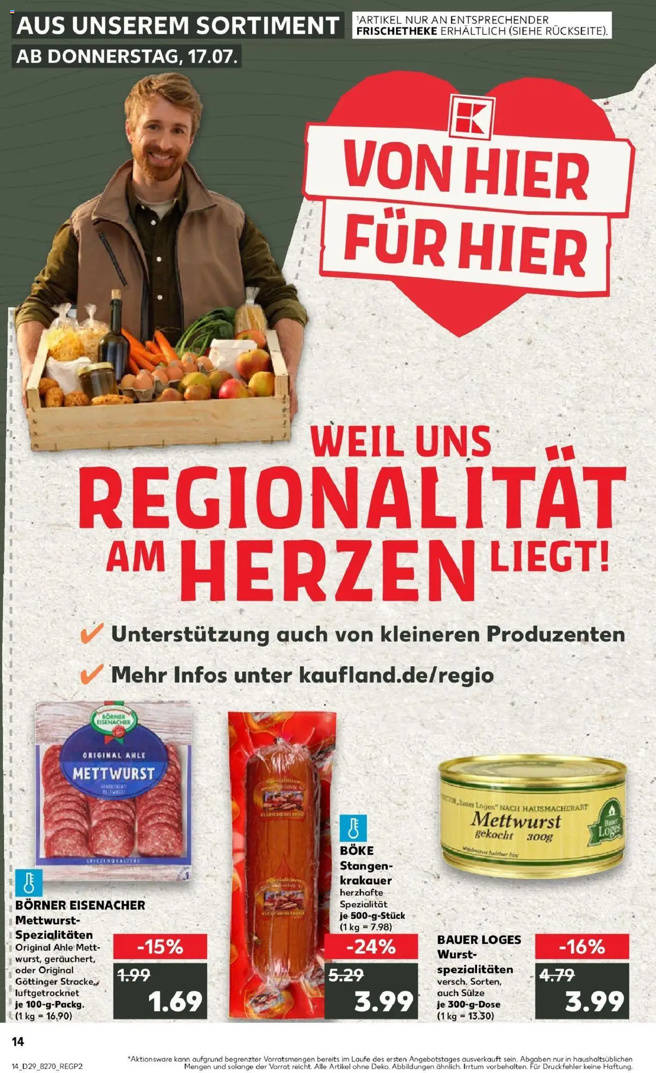 Kaufland prospekt Höxter	 - gültig ab dem 16.07.2025 | Seite: 1 | Produkte: Wurst