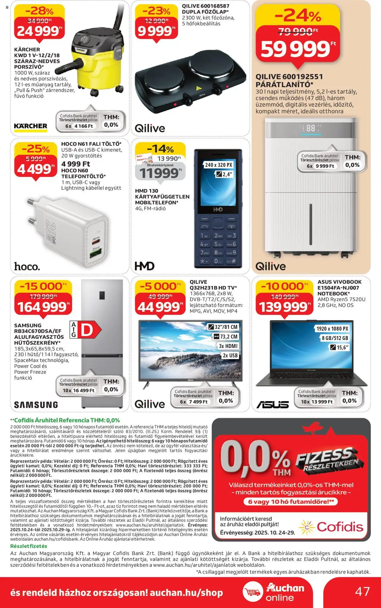 Auchan akciós ujság - amely érvényes a következő dátumtól: 24.10.2025 | Oldal: 47 | Termékek: Szőlő, MP4, USB, Töltő