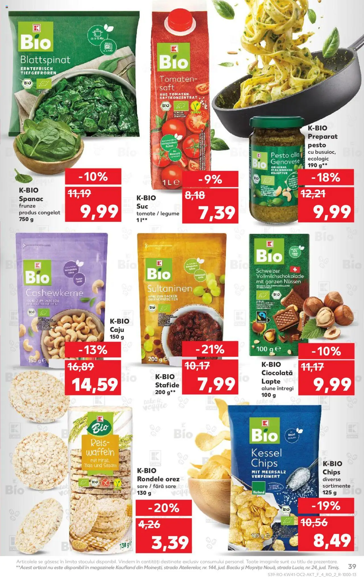 Kaufland RO akciós ujság - amely érvényes a következő dátumtól: 08.10.2025 | Oldal: 39 | Termékek: Pesto, Chips, Vegán