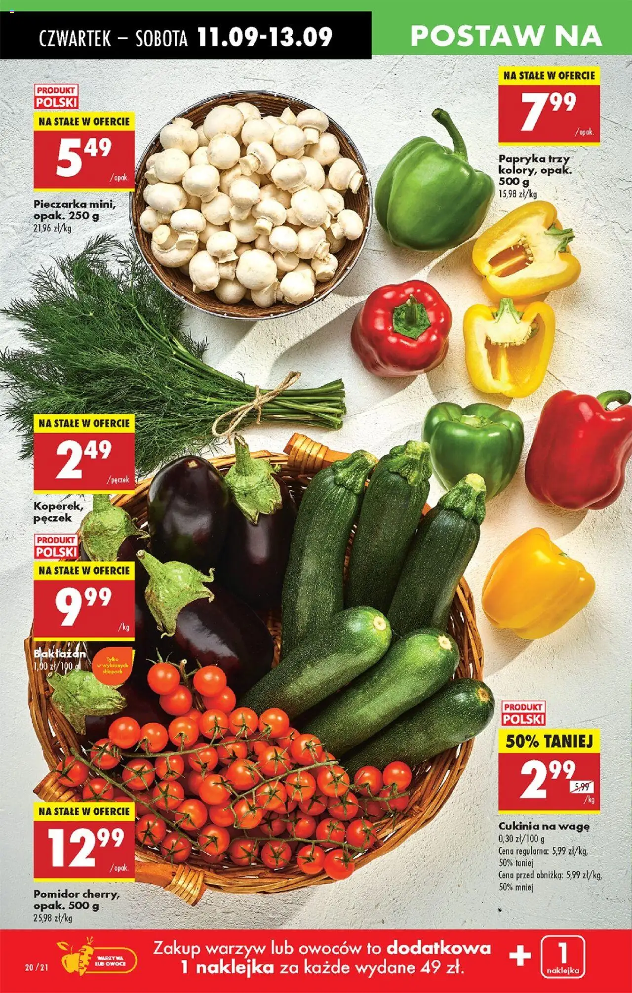 Biedronka gazetka - Oferta w tym tygodniu od 11.09.2025 | Strona: 20 | Produkty: Bakłażan, Papryka, Pomidor cherry, Owoce