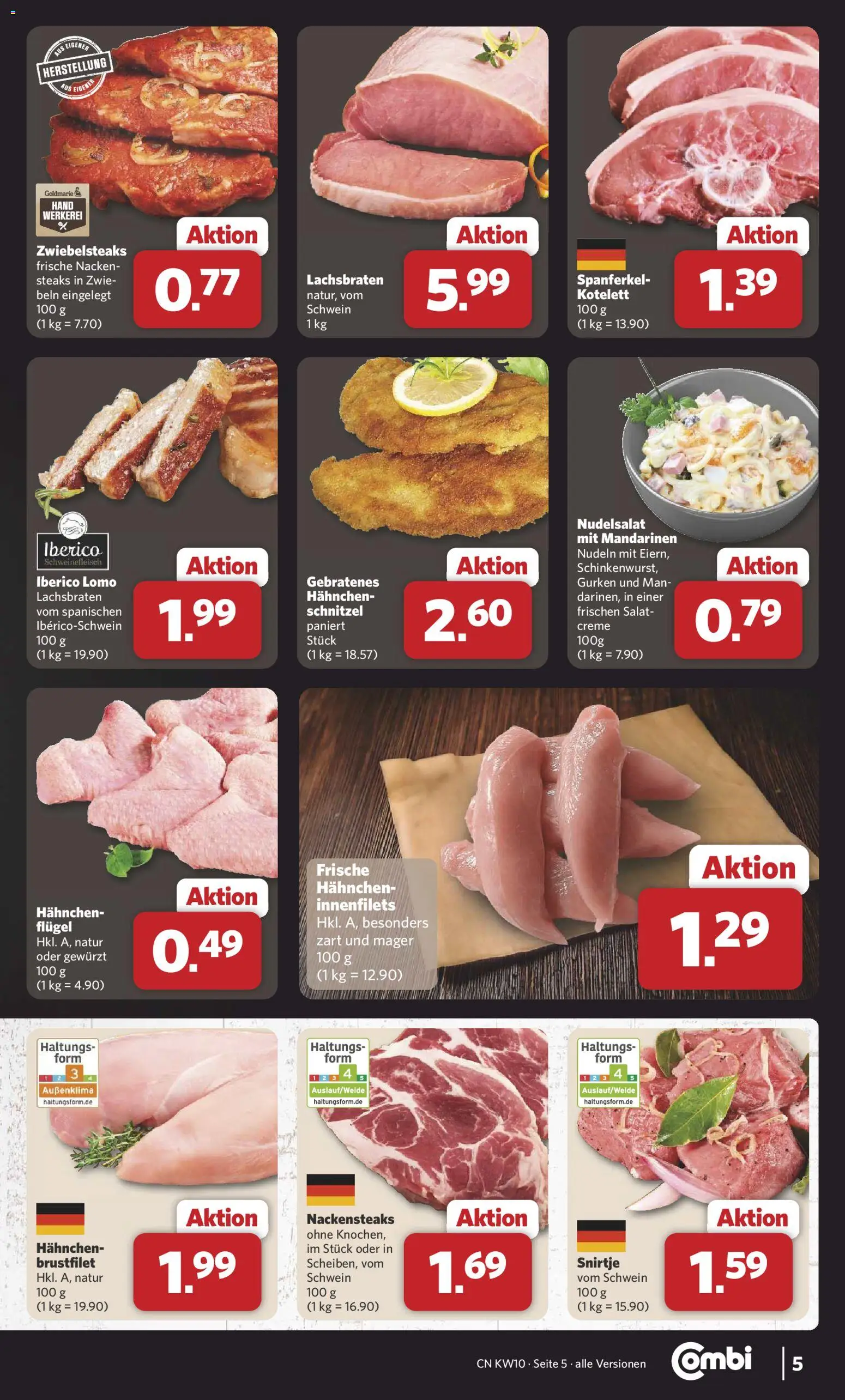 Combi Prospekt 	 – gültig ab 02.03.2026 | Seite: 5 | Produkte: Nackensteaks, Schweinefleisch, Nudeln, Salat