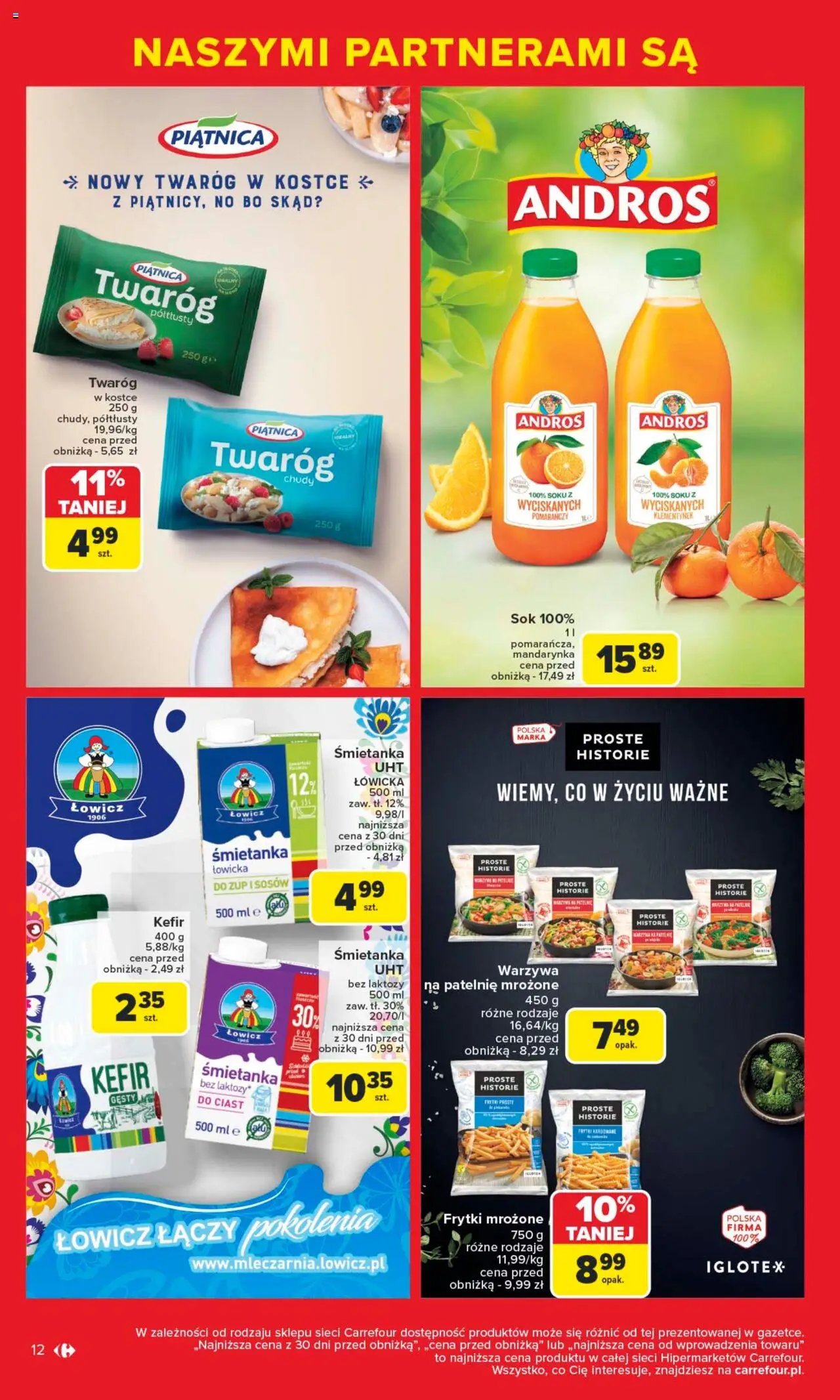 Carrefour Gazetka - Markowe okazje czekają od 09.06.2025 | Strona: 12 | Produkty: Kefir, Frytki, Twaróg, Warzywa