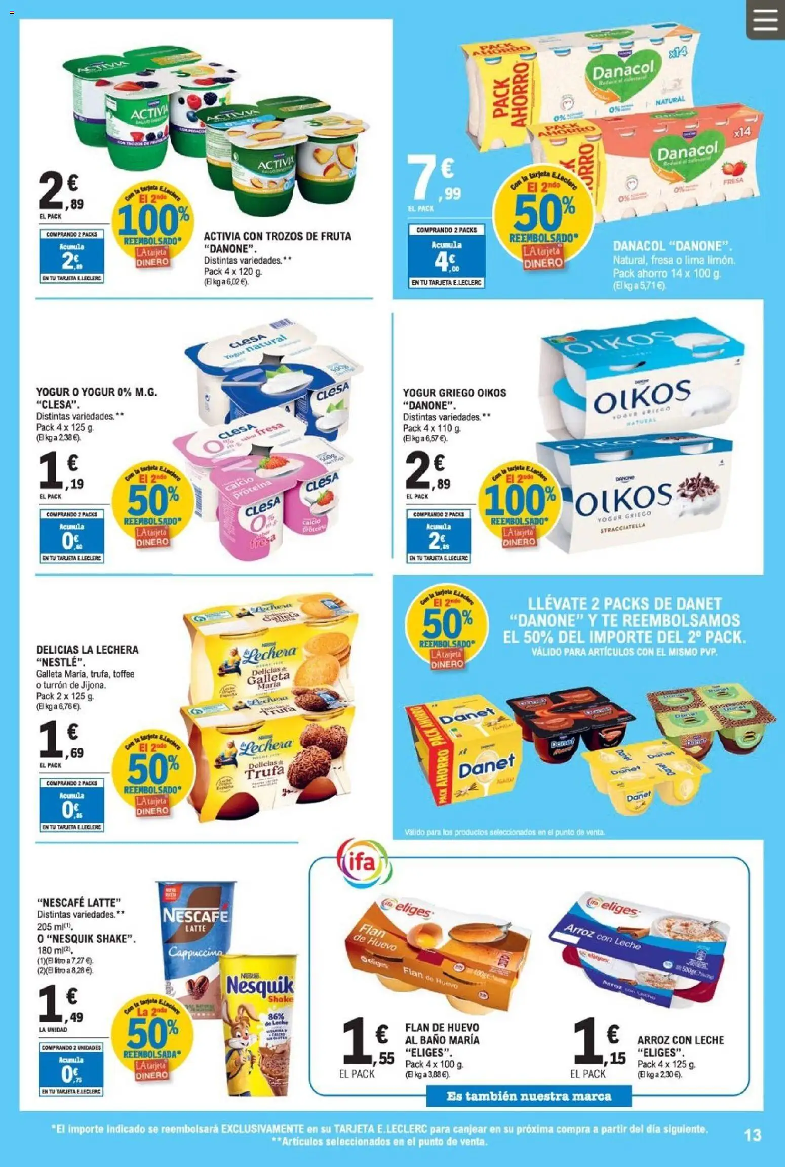 E.Leclerc folleto │ válido desde el 08.04.2026 | Página: 13 | Productos: Leche, Arroz, Té, Baño