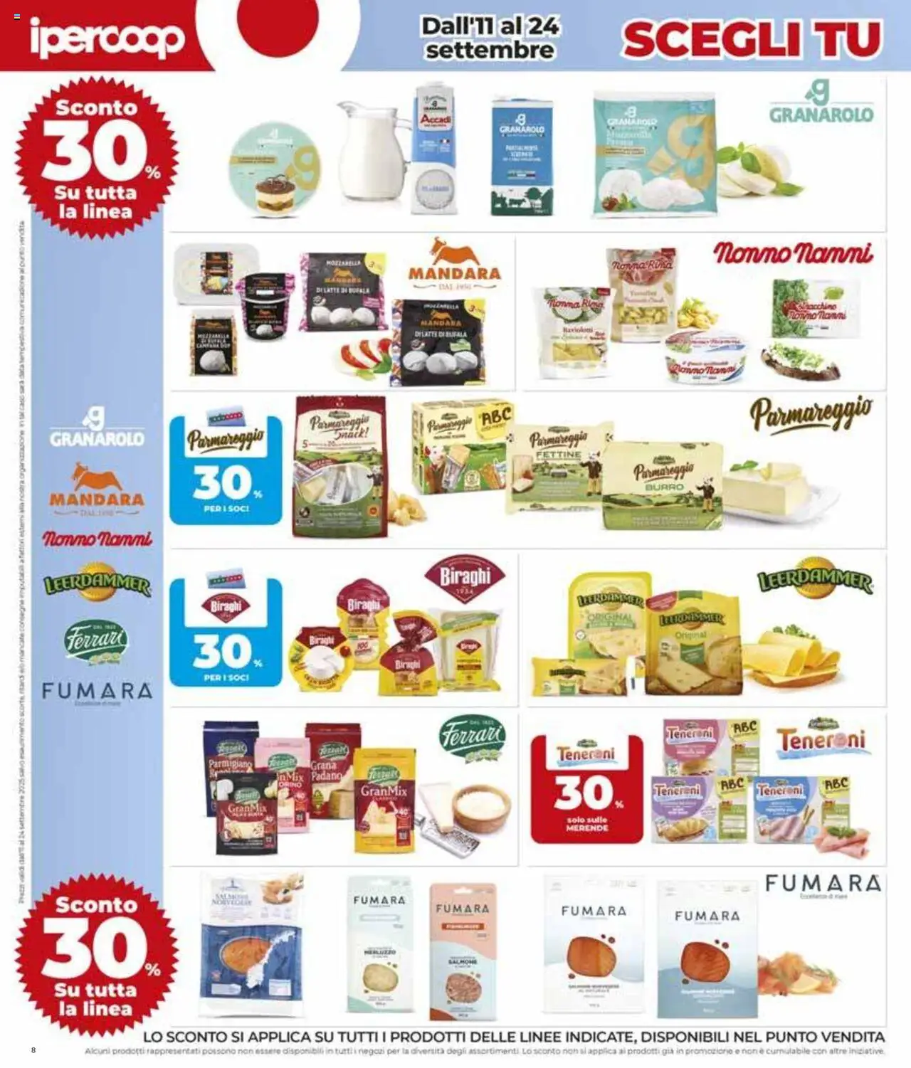 Volantino Ipercoop del 11.09.2025 | Pagina: 8 | Prodotti: Salmone, Latte, Burro, Parmigiano