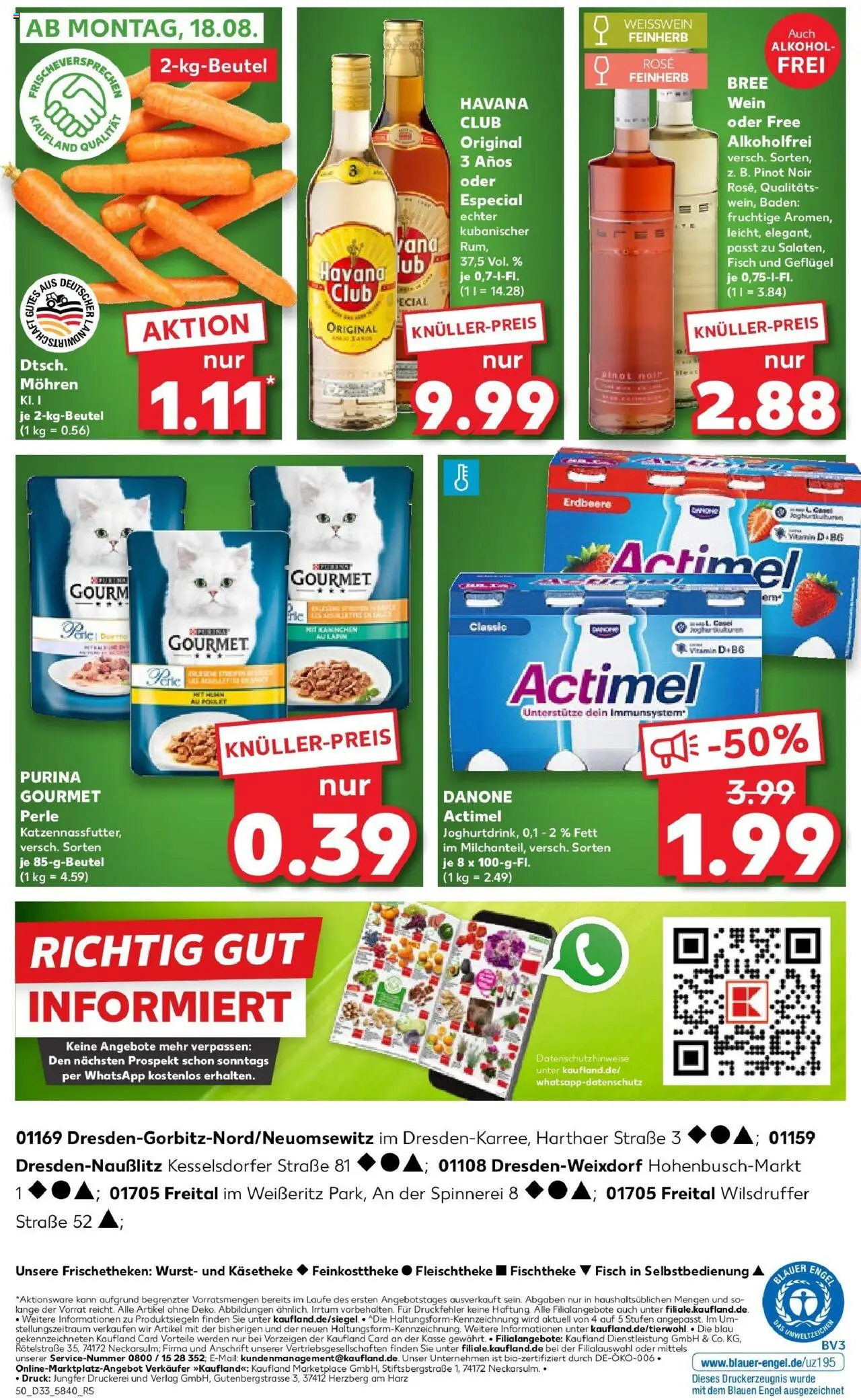 Kaufland prospekt Dresden	 - gültig ab dem 14.08.2025 | Seite: 50 | Produkte: Actimel, Weißwein, Bree, Wurst