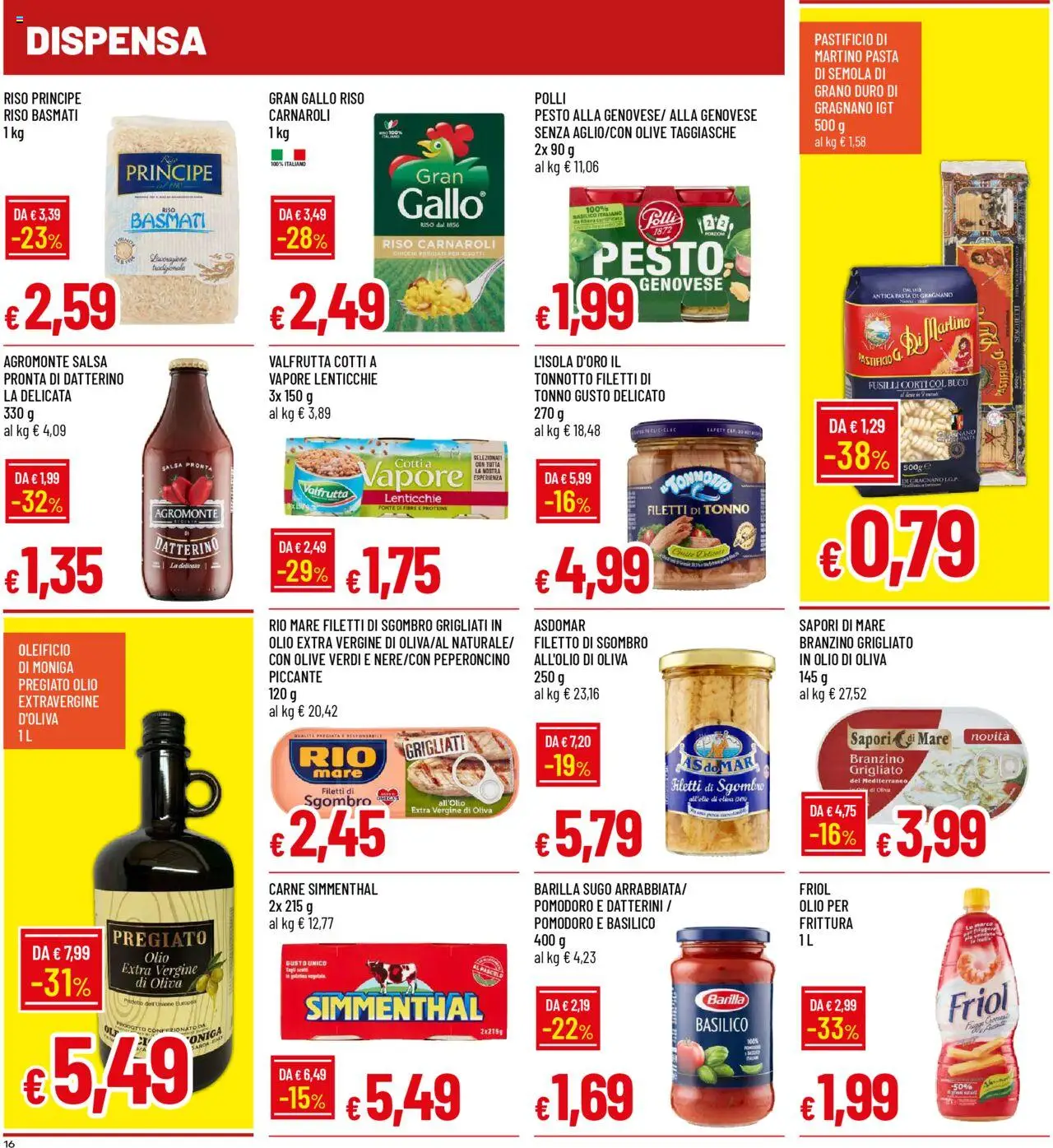 Volantino Famila del 22.09.2025 | Pagina: 16 | Prodotti: Riso Basmati, Tonno, Fusilli, Olio di Oliva