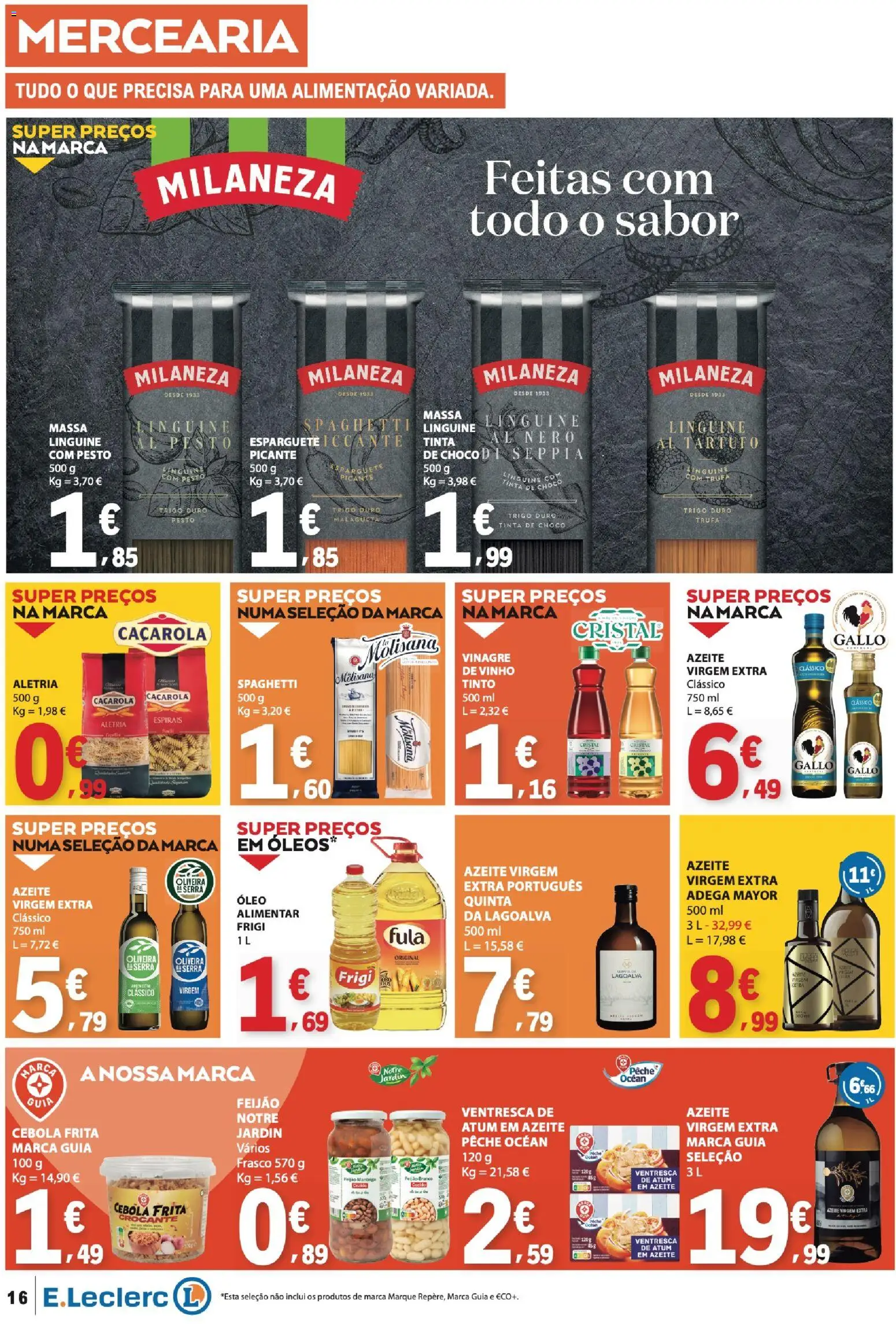E.Leclerc folheto │ válido de 16.04.2026 | Página: 16 | Produtos: Vinagre, Azeite, Tinta, Cebola